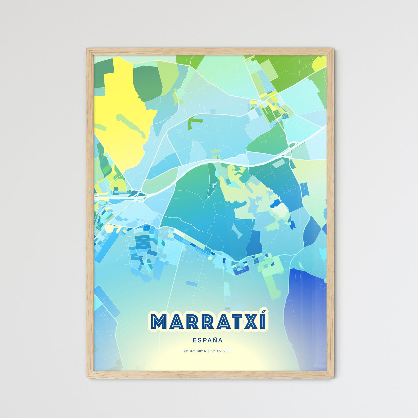 Colorful MARRATXÍ SPAIN Fine Art Map Cool Blue