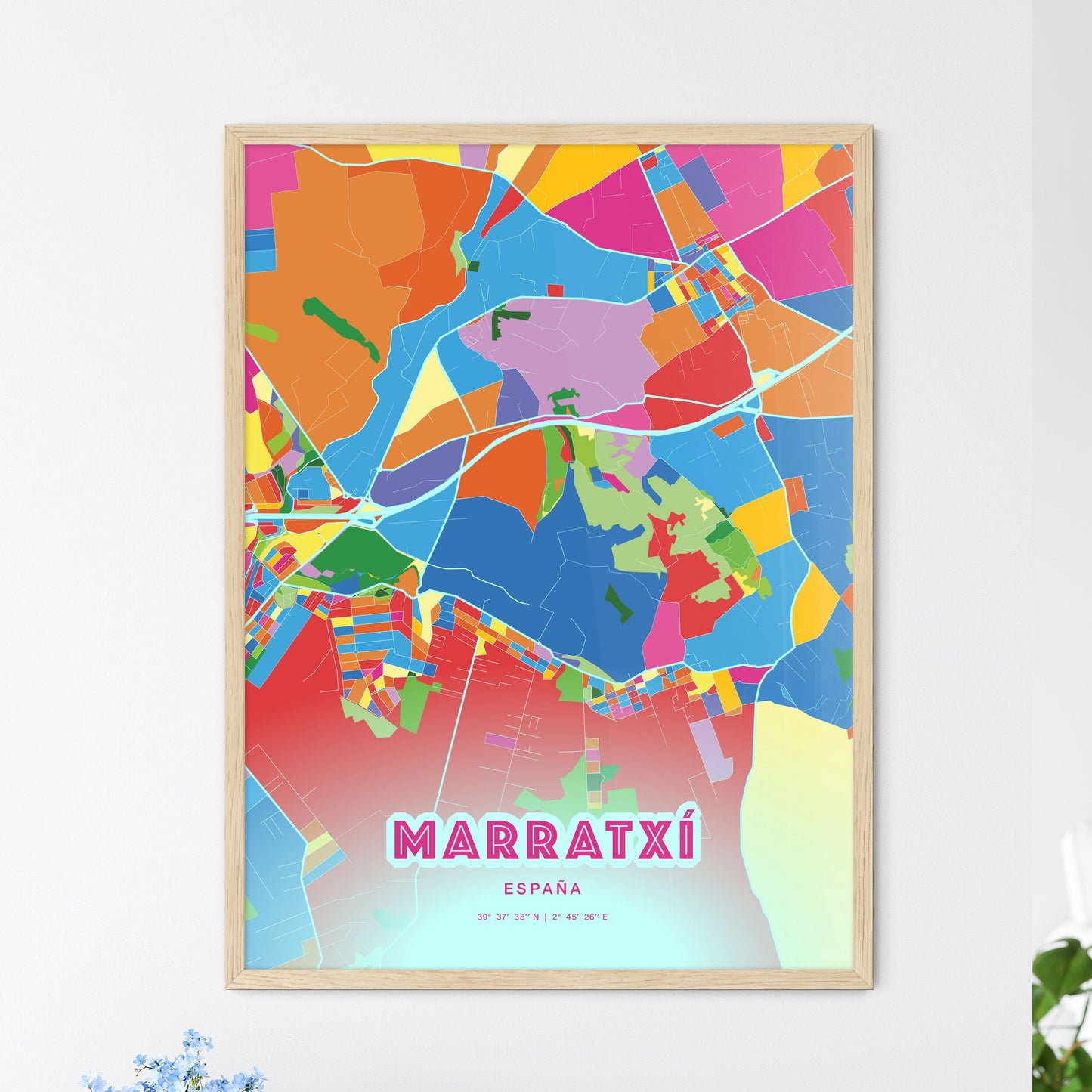 Colorful MARRATXÍ SPAIN Fine Art Map Crazy Colors
