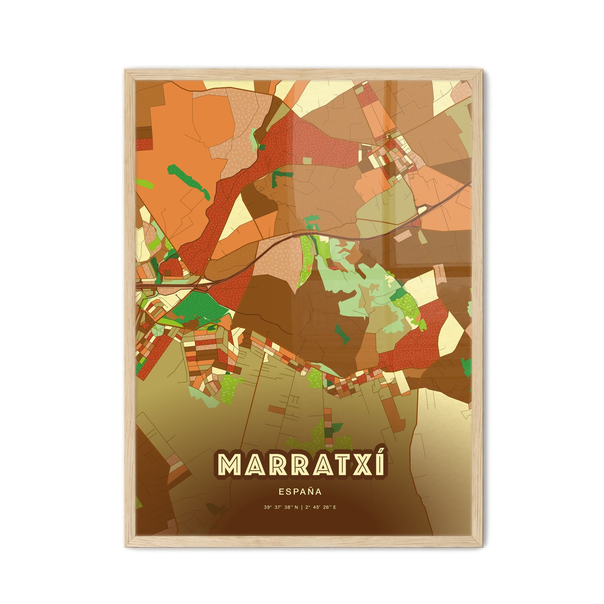 Colorful MARRATXÍ SPAIN Fine Art Map Farmhouse