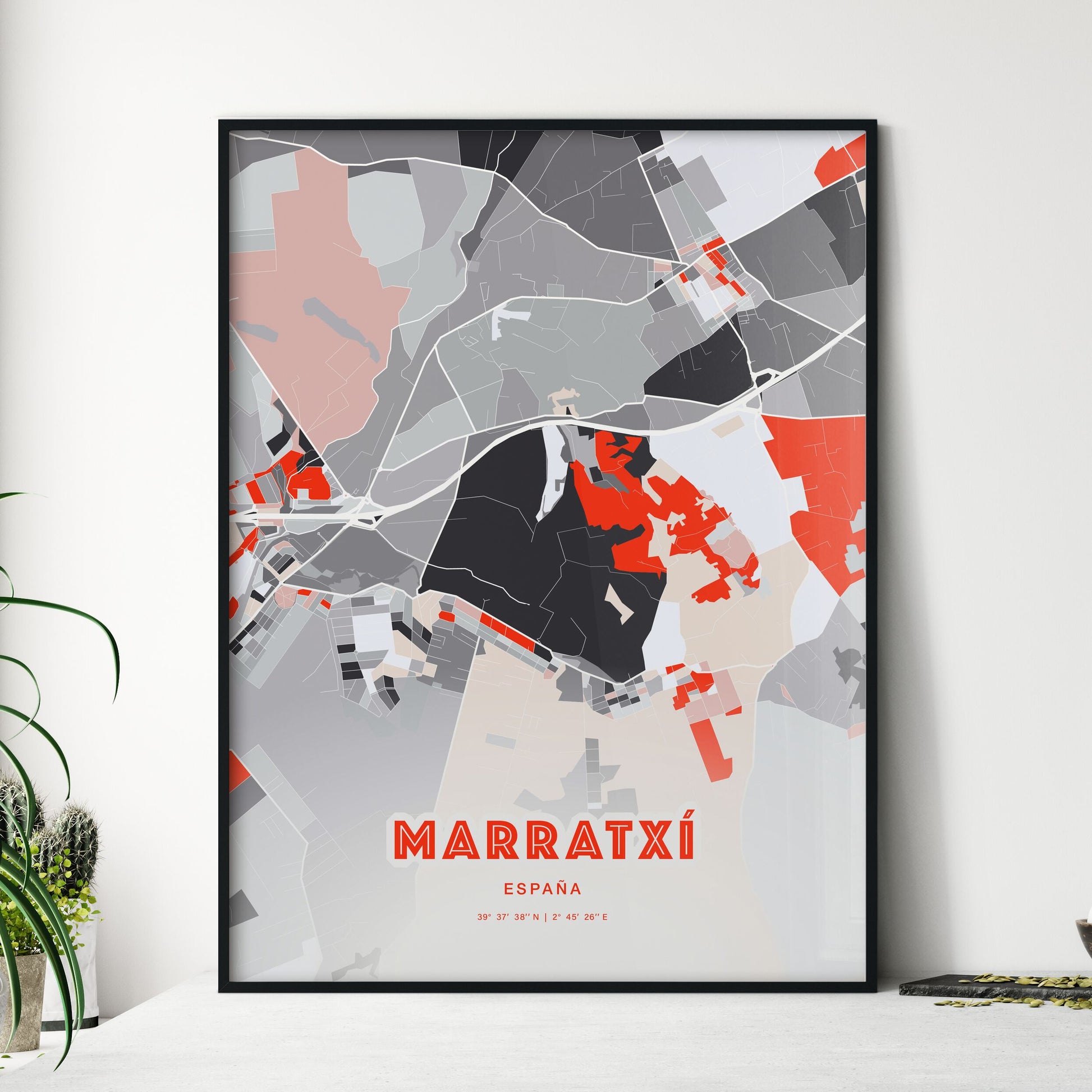 Colorful MARRATXÍ SPAIN Fine Art Map Modern