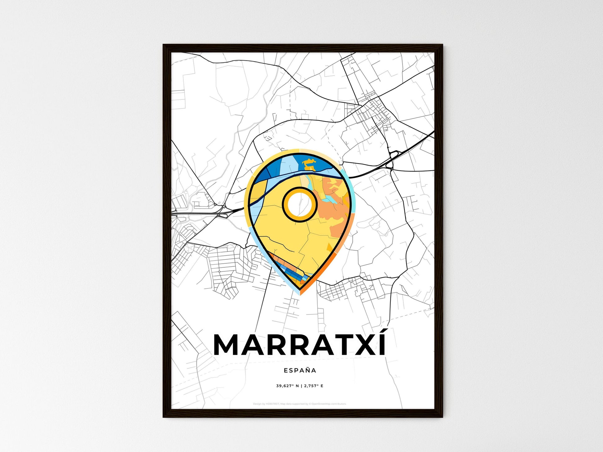 Marratxí Spain wedding art map with pointer icon