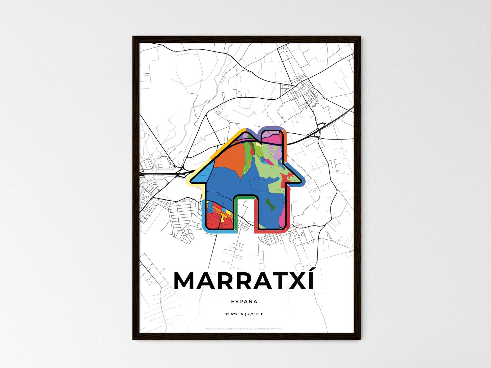 Marratxí Spain wedding art map with home icon