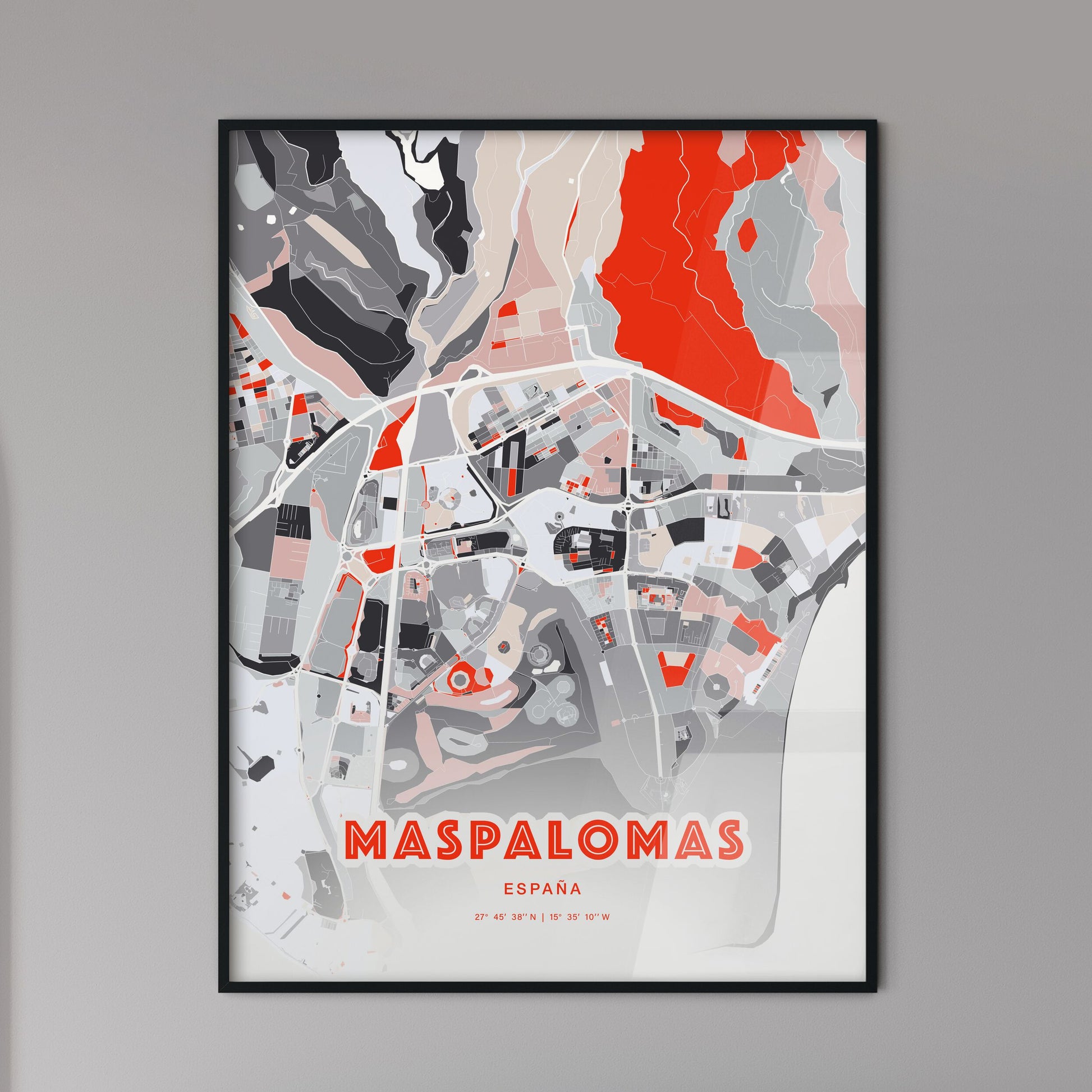 Colorful MASPALOMAS SPAIN Fine Art Map Modern