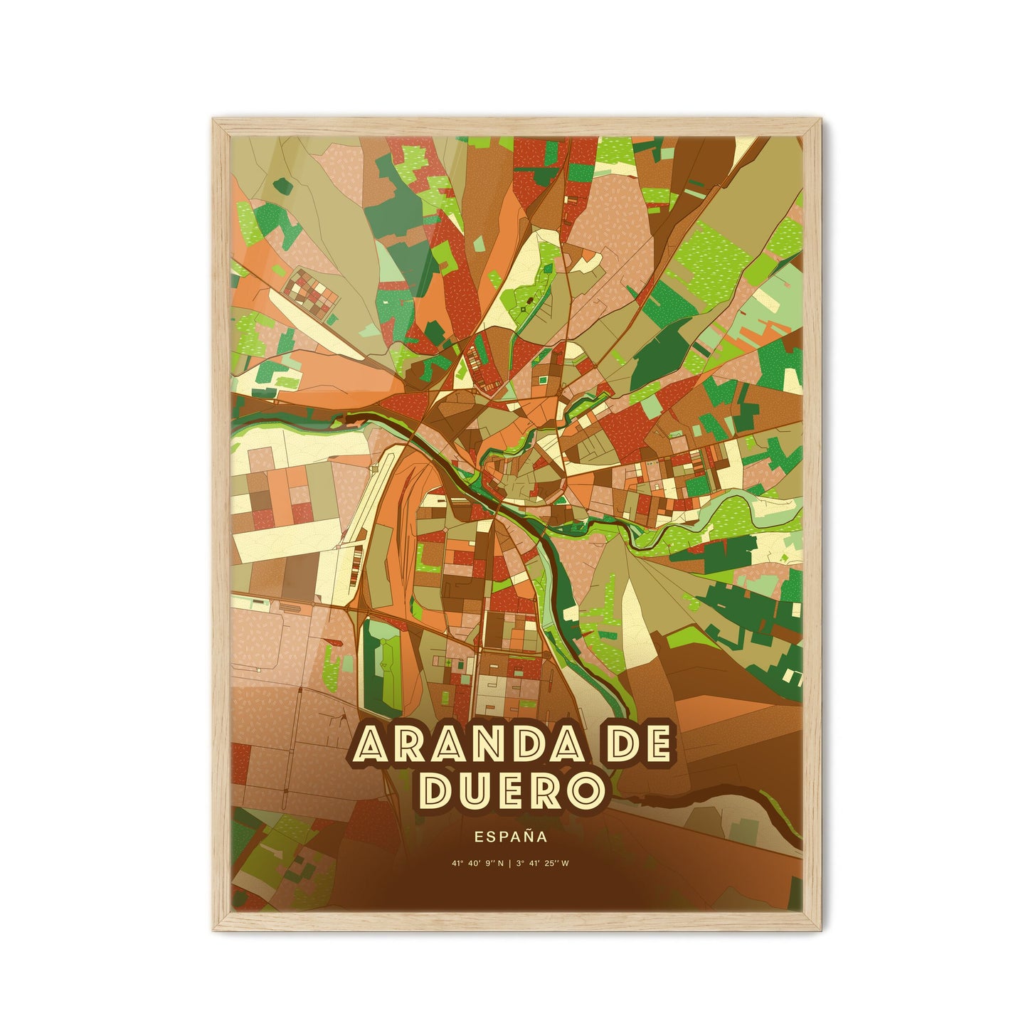 Colorful ARANDA DE DUERO SPAIN Fine Art Map Farmhouse