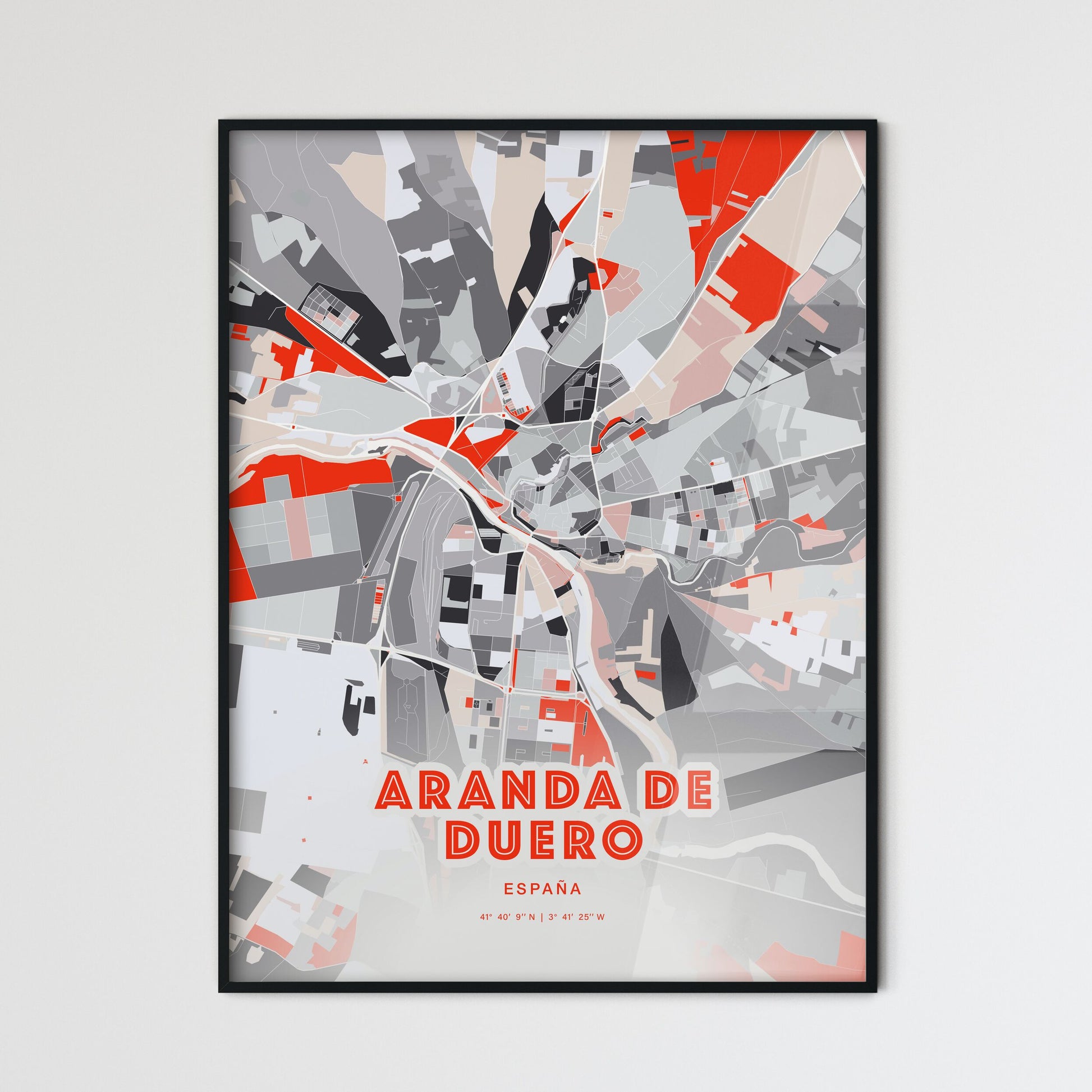 Colorful ARANDA DE DUERO SPAIN Fine Art Map Modern