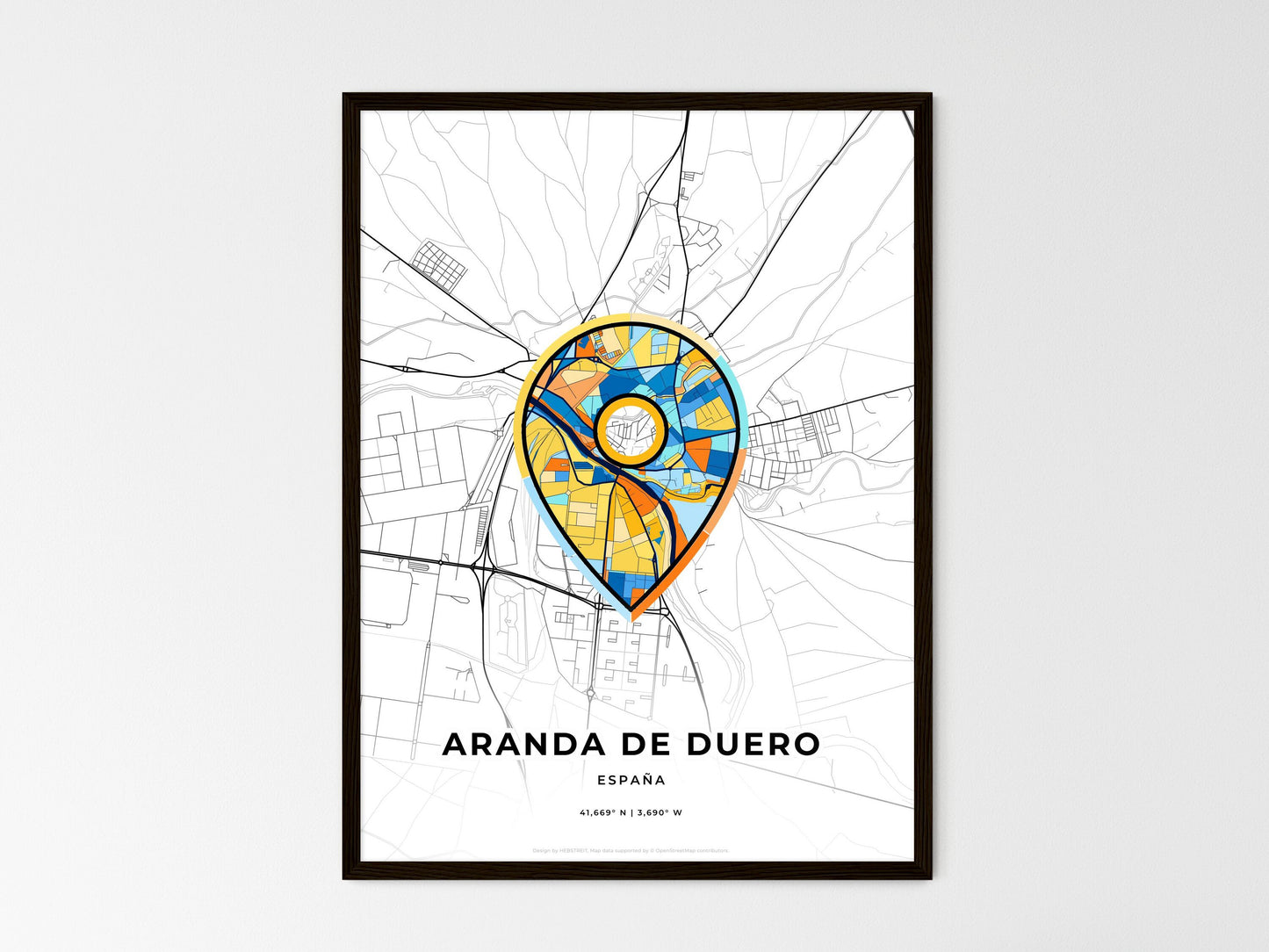 Aranda De Duero Spain wedding art map with pointer icon