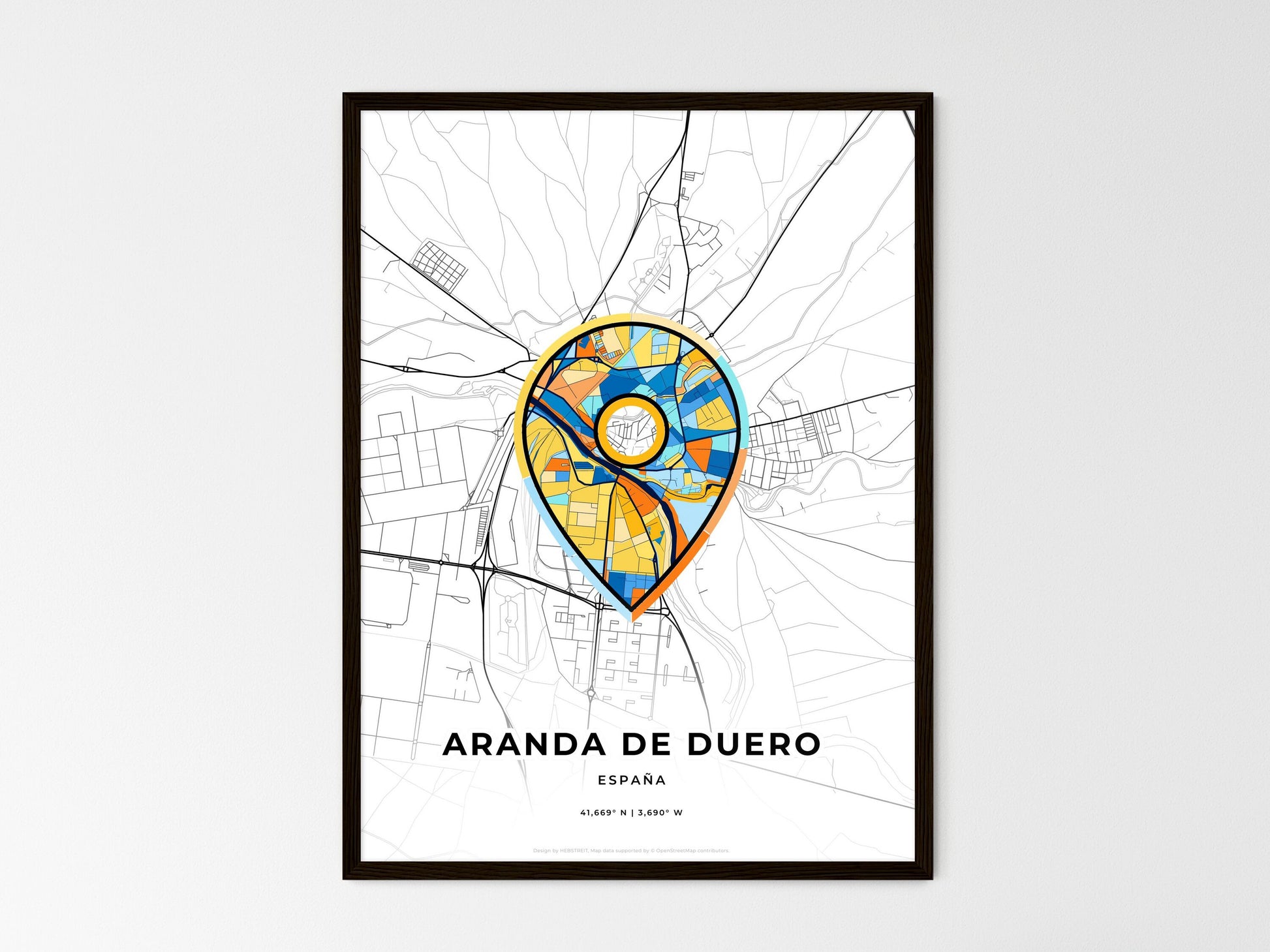 Aranda De Duero Spain wedding art map with pointer icon