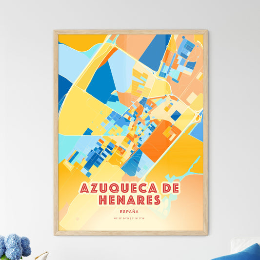 Colorful AZUQUECA DE HENARES SPAIN Fine Art Map Blue Orange