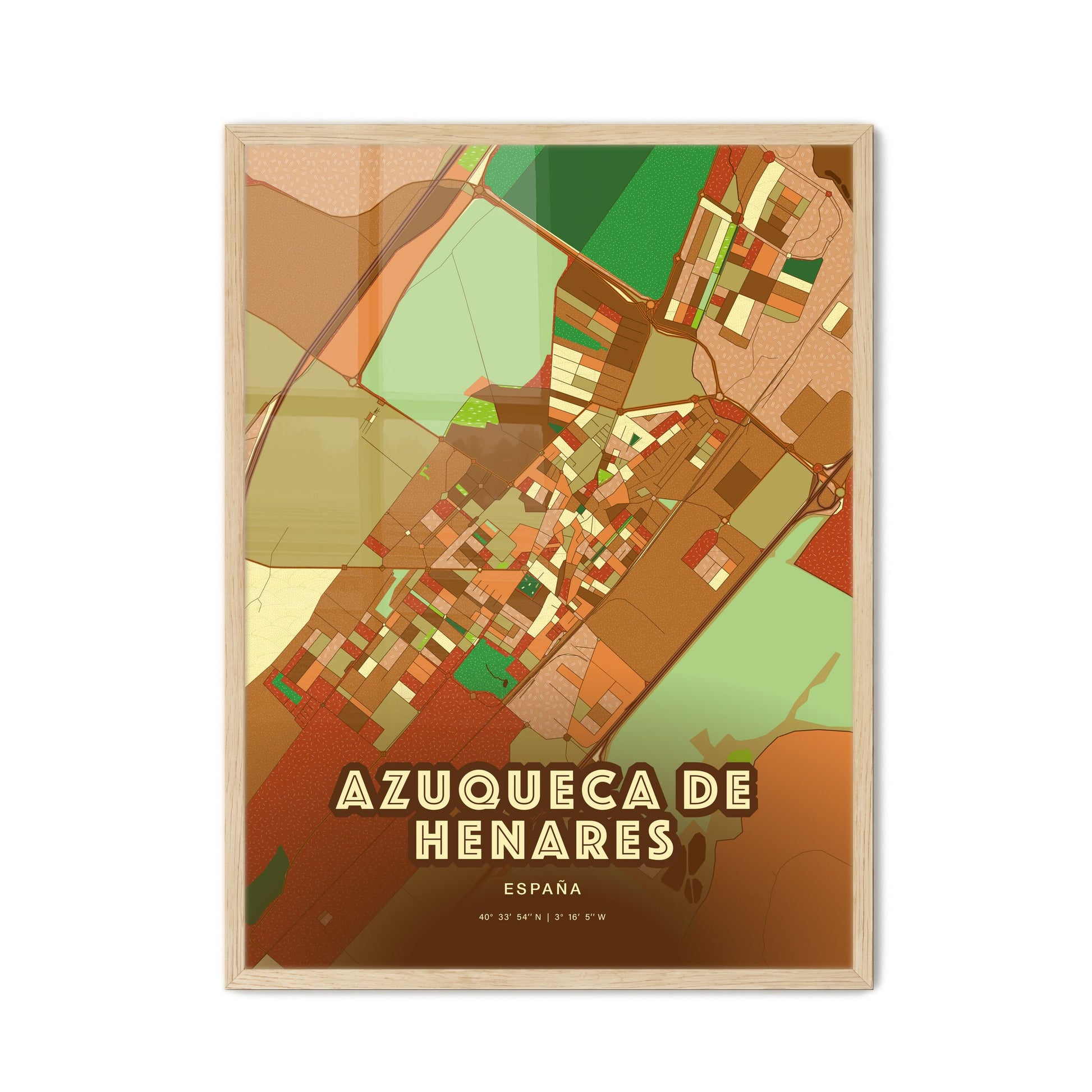 Colorful AZUQUECA DE HENARES SPAIN Fine Art Map Farmhouse