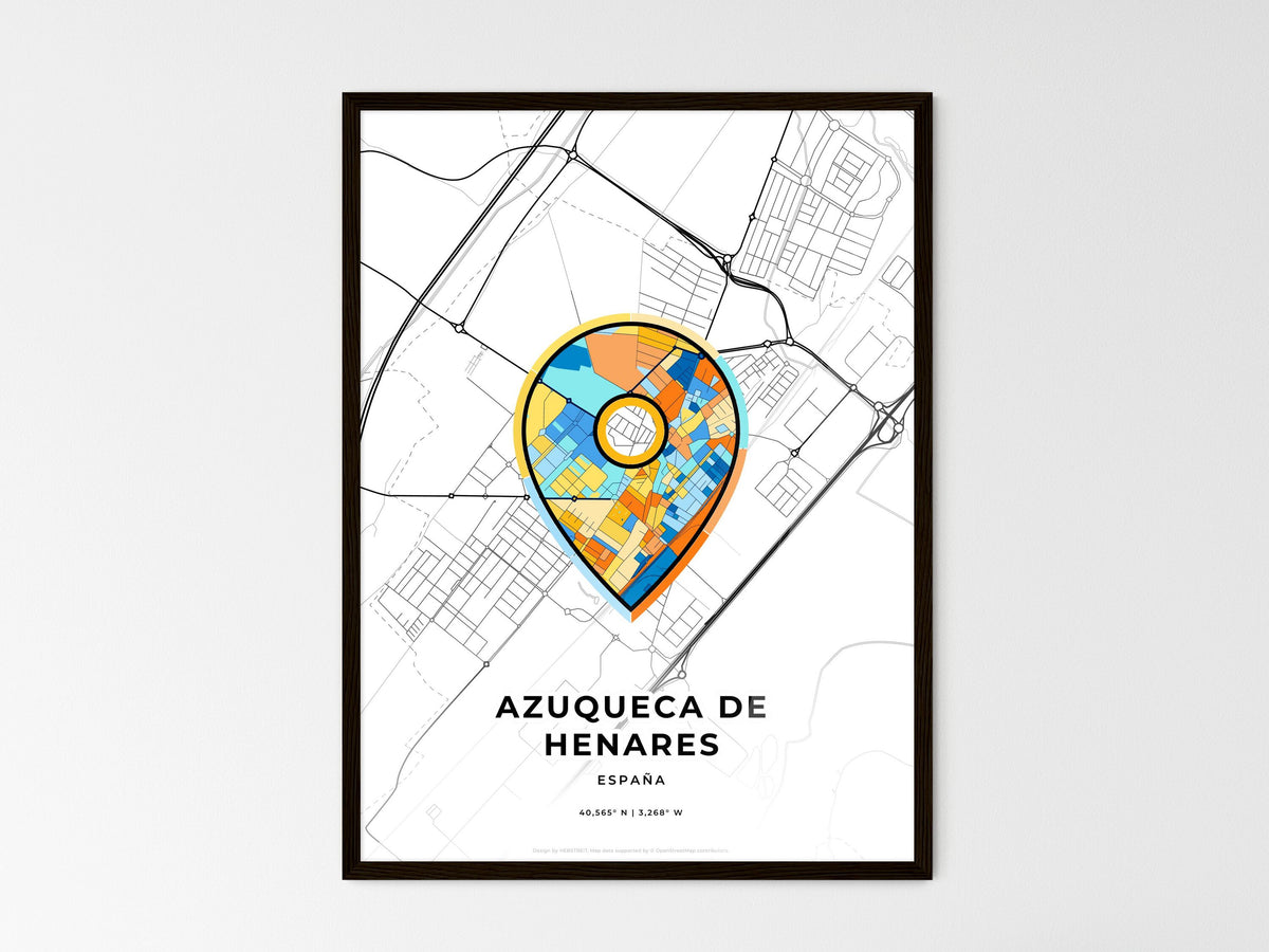 Azuqueca De Henares Spain wedding art map with pointer icon
