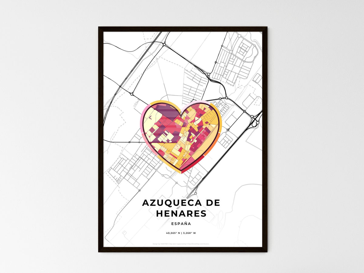 Azuqueca De Henares Spain wedding art map with heart icon