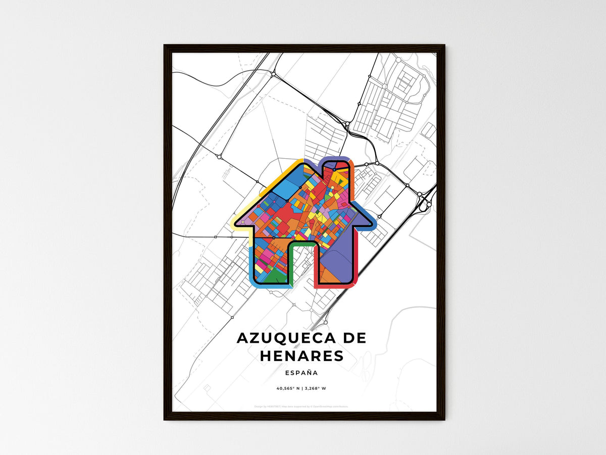 Azuqueca De Henares Spain wedding art map with home icon
