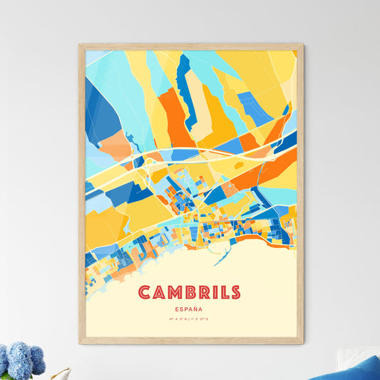 Colorful CAMBRILS SPAIN Fine Art Map Blue Orange