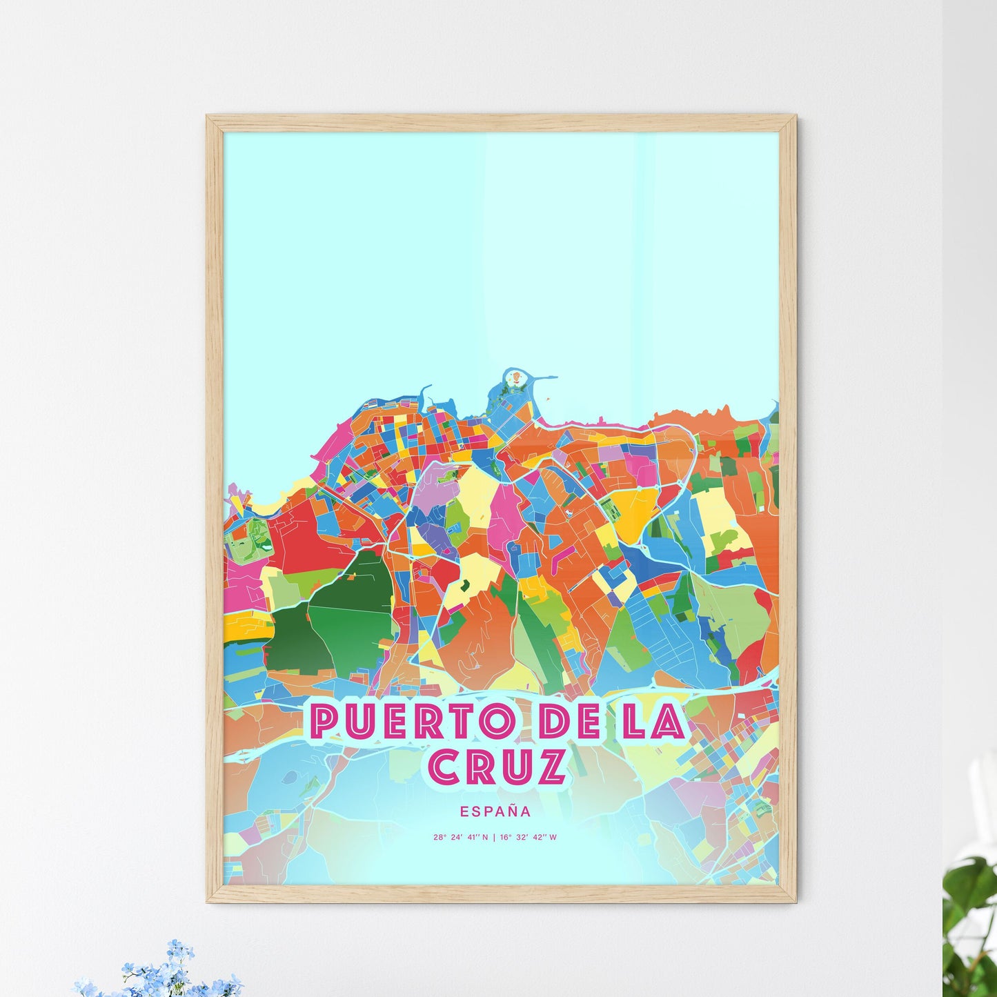 Colorful PUERTO DE LA CRUZ SPAIN Fine Art Map Crazy Colors