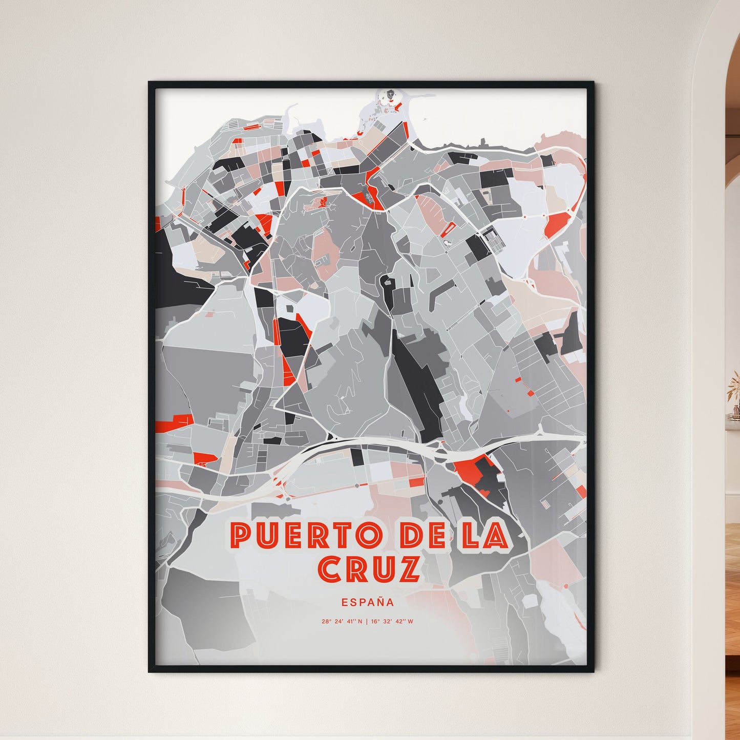 Colorful PUERTO DE LA CRUZ SPAIN Fine Art Map Modern