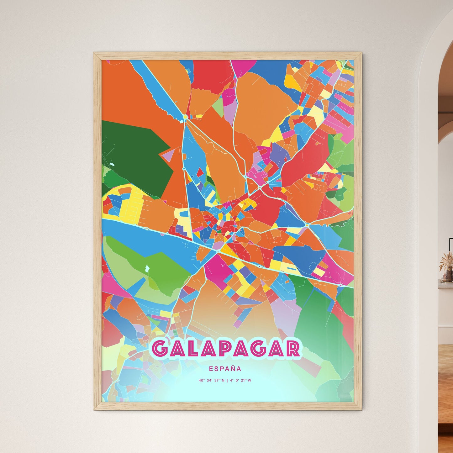 Colorful GALAPAGAR SPAIN Fine Art Map Crazy Colors
