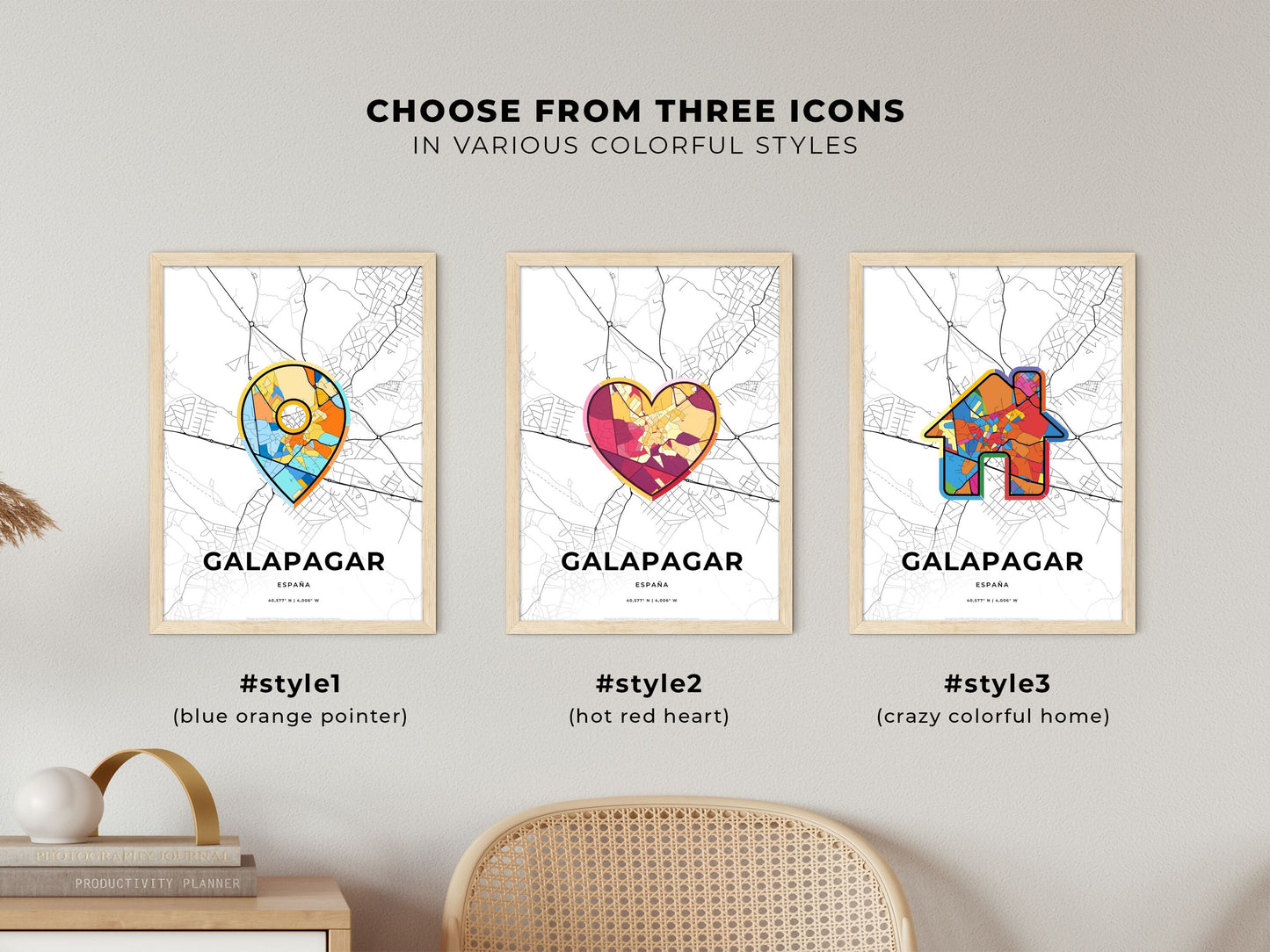 Galapagar Spain maps with colorful icons