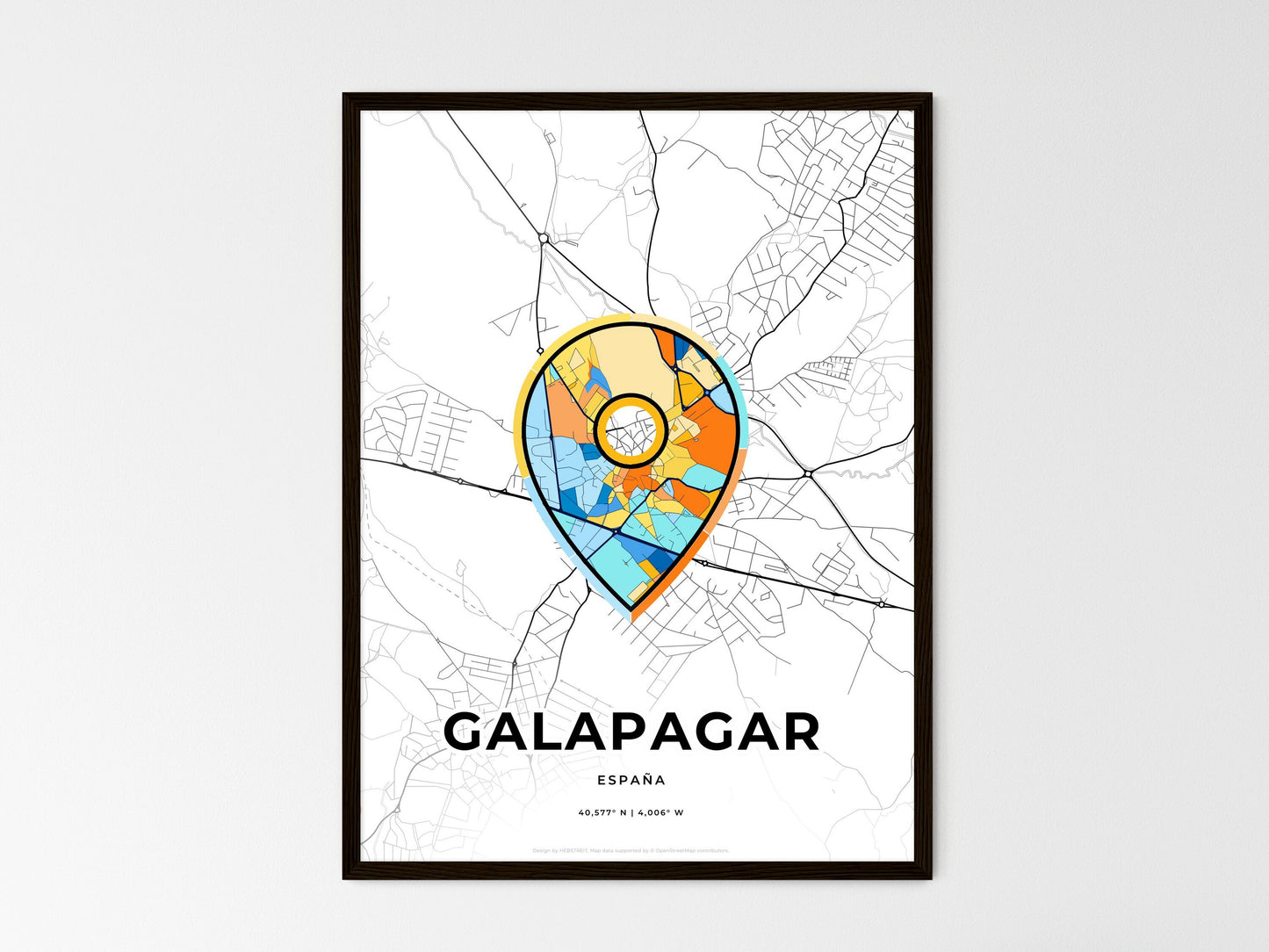 Galapagar Spain wedding art map with pointer icon
