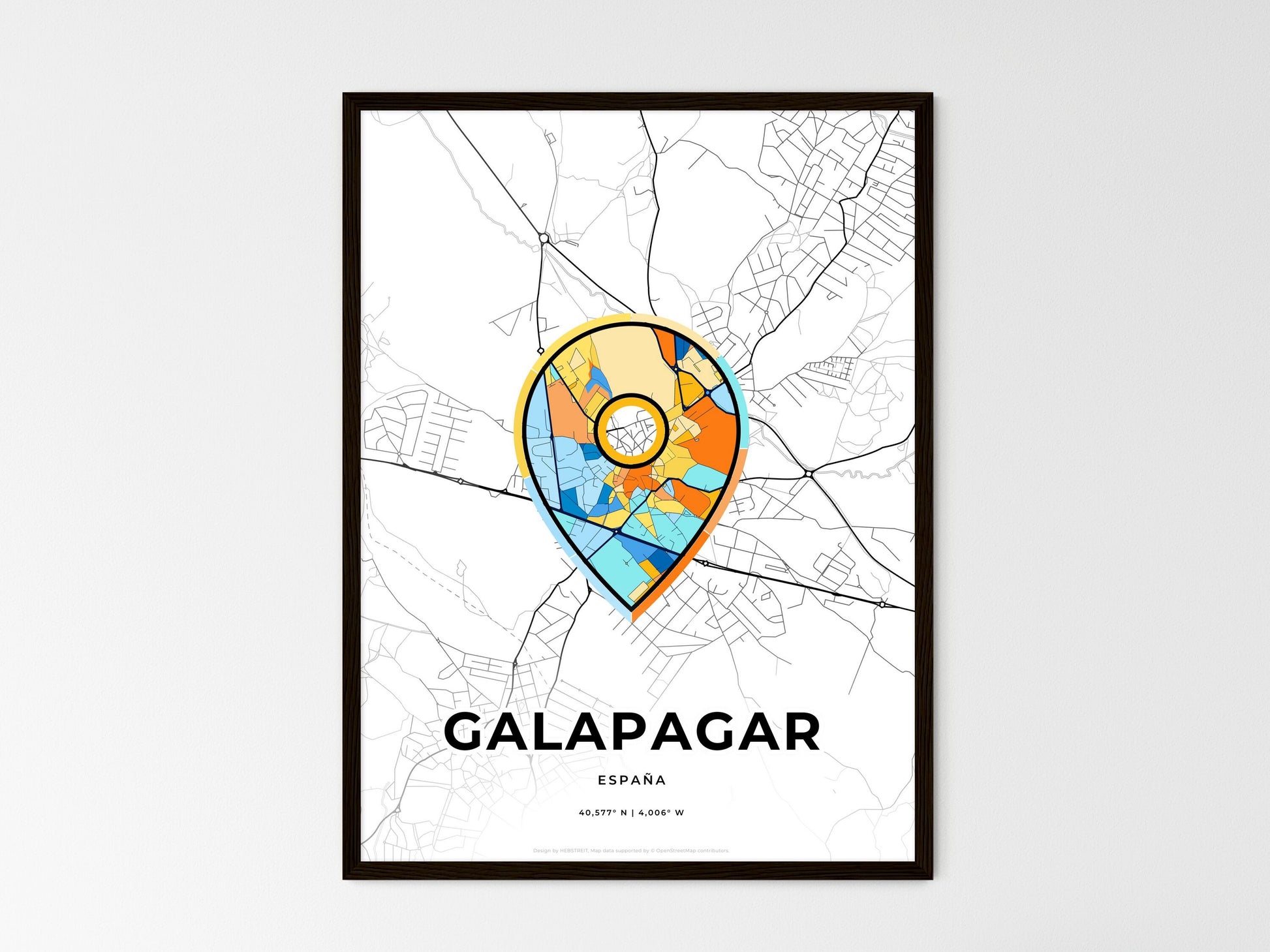 Galapagar Spain wedding art map with pointer icon