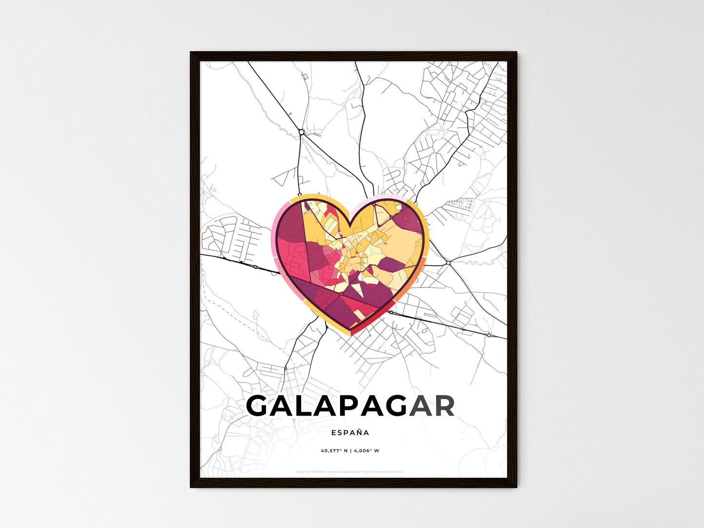 Galapagar Spain wedding art map with heart icon
