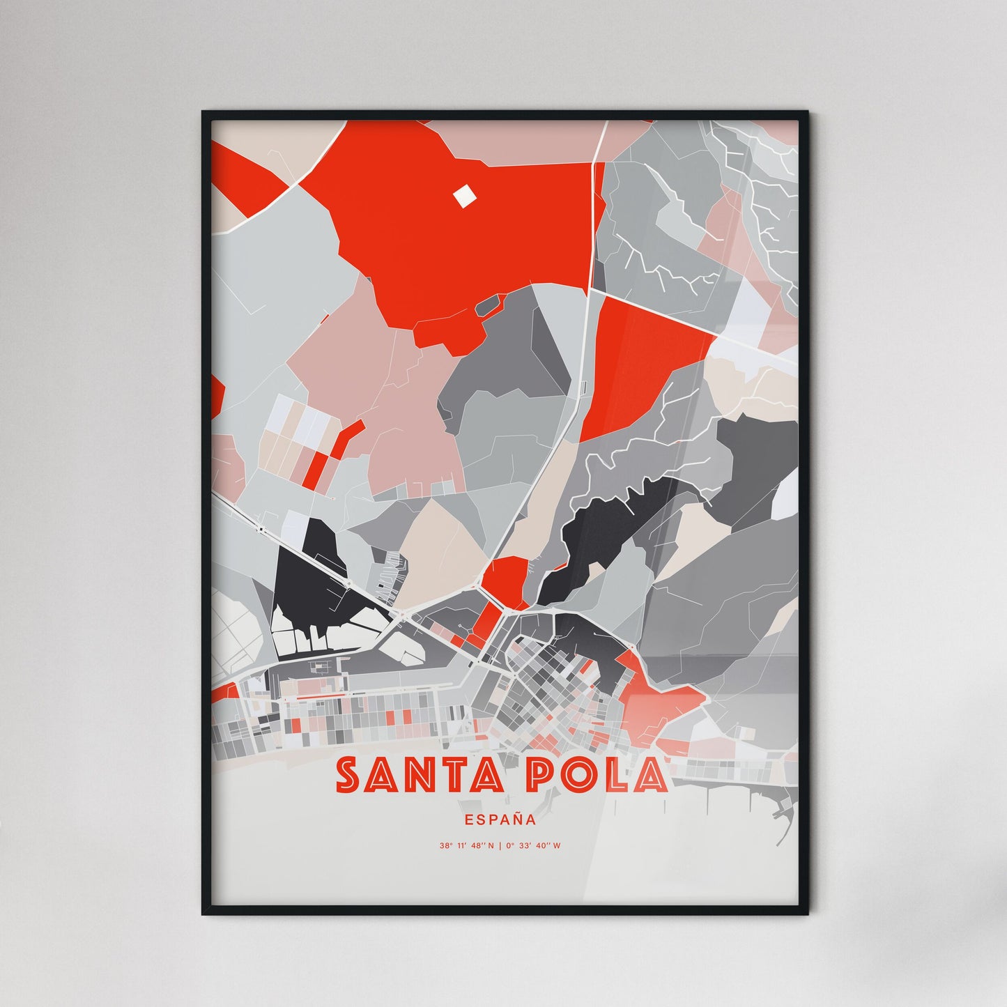 Colorful SANTA POLA SPAIN Fine Art Map Modern