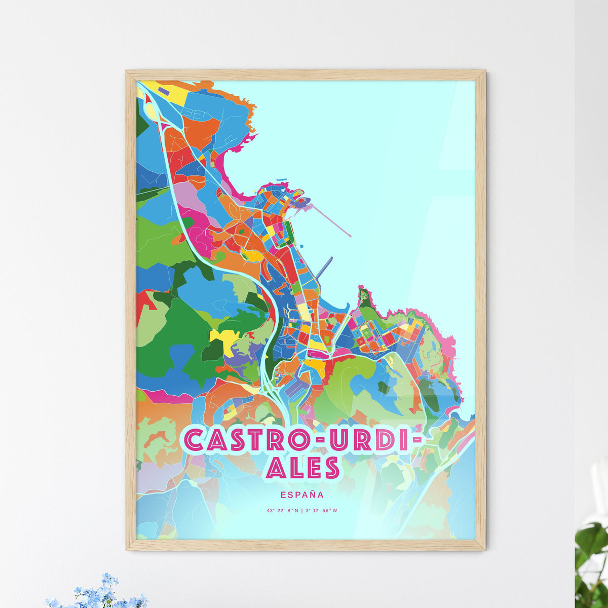 Colorful CASTRO-URDIALES SPAIN Fine Art Map Crazy Colors