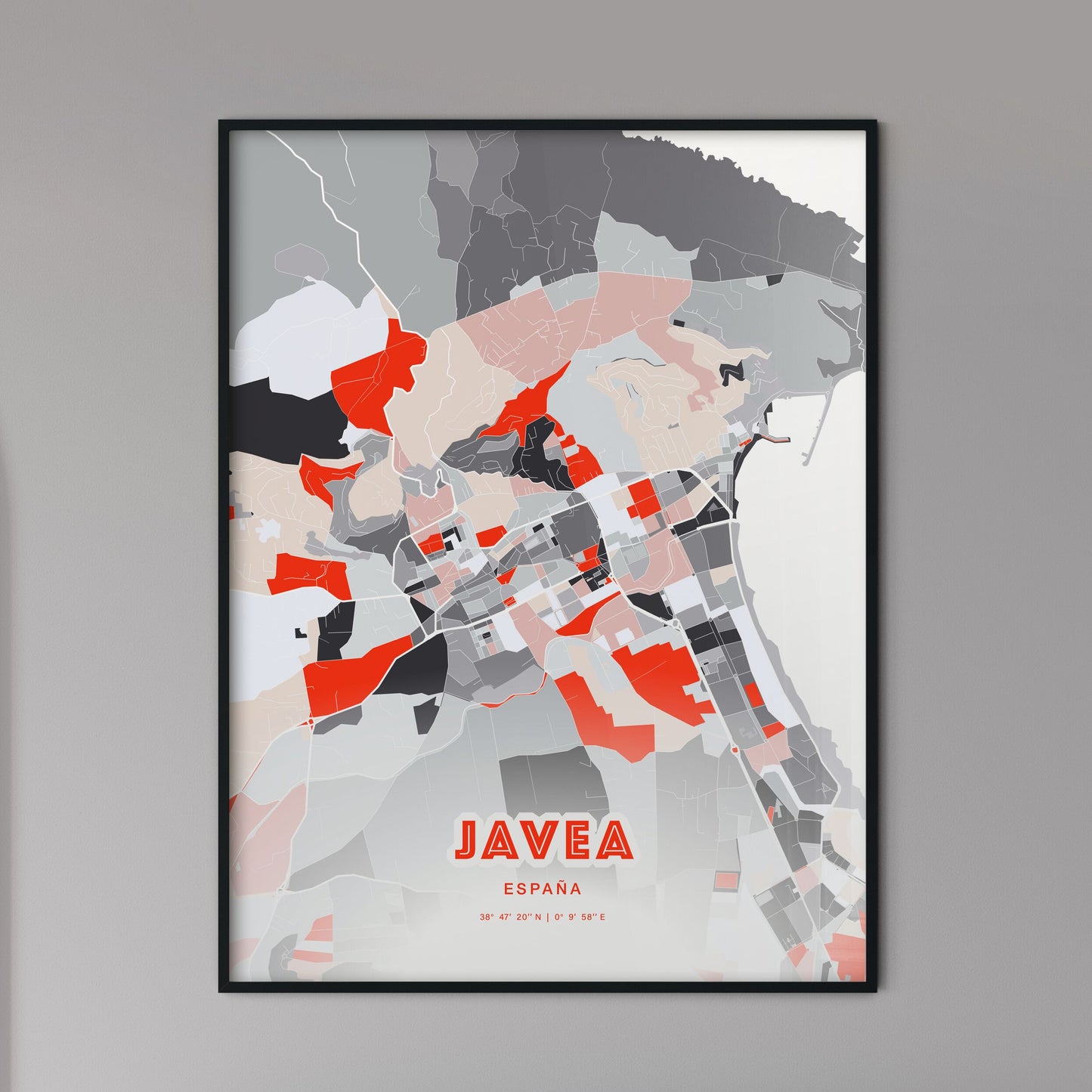 Colorful JAVEA SPAIN Fine Art Map Modern