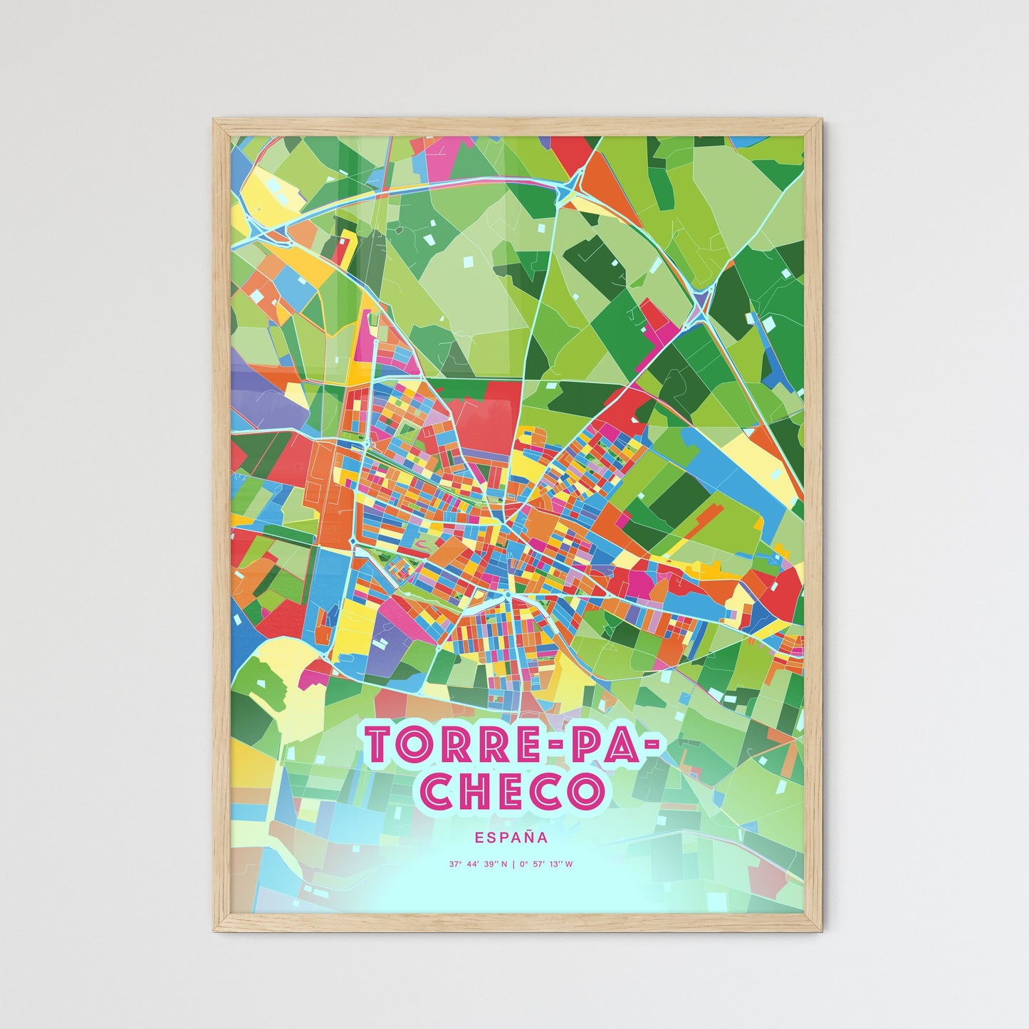 Colorful TORRE-PACHECO SPAIN Fine Art Map Crazy Colors
