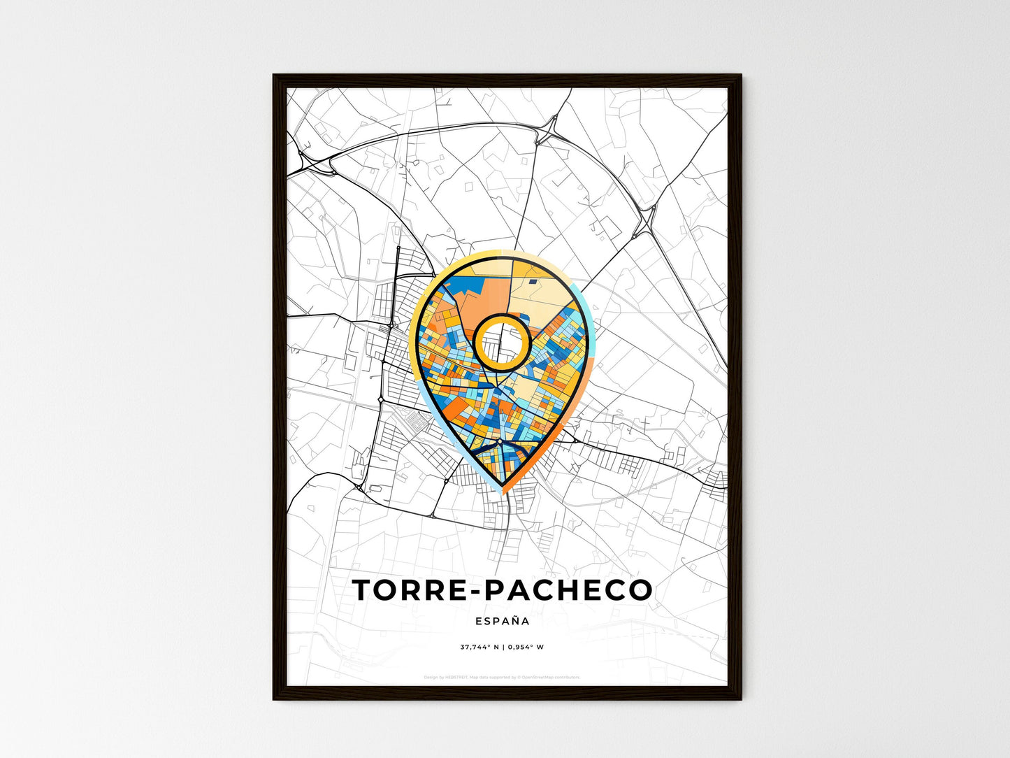 Torre-Pacheco Spain wedding art map with pointer icon