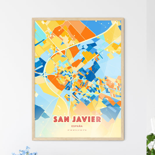 Colorful SAN JAVIER SPAIN Fine Art Map Blue Orange