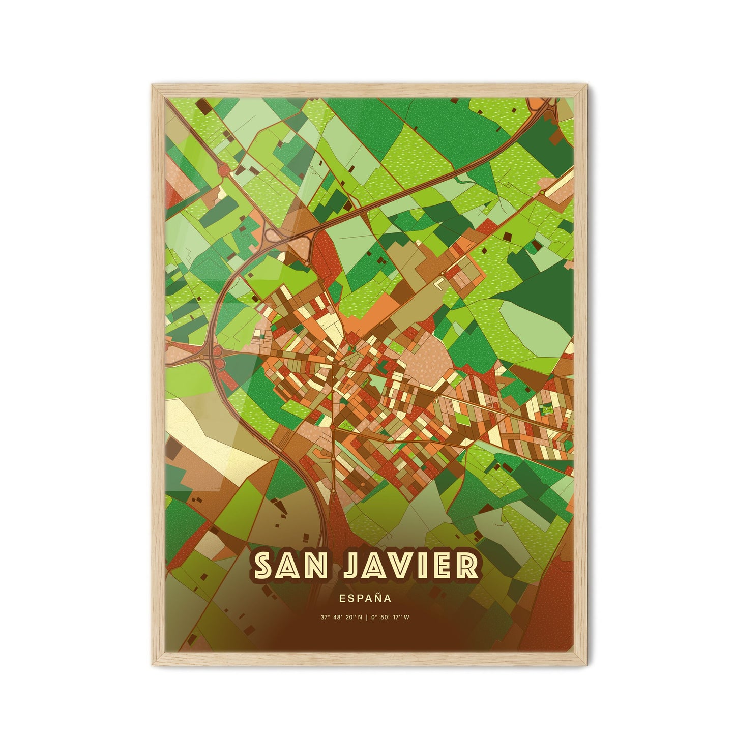 Colorful SAN JAVIER SPAIN Fine Art Map Farmhouse