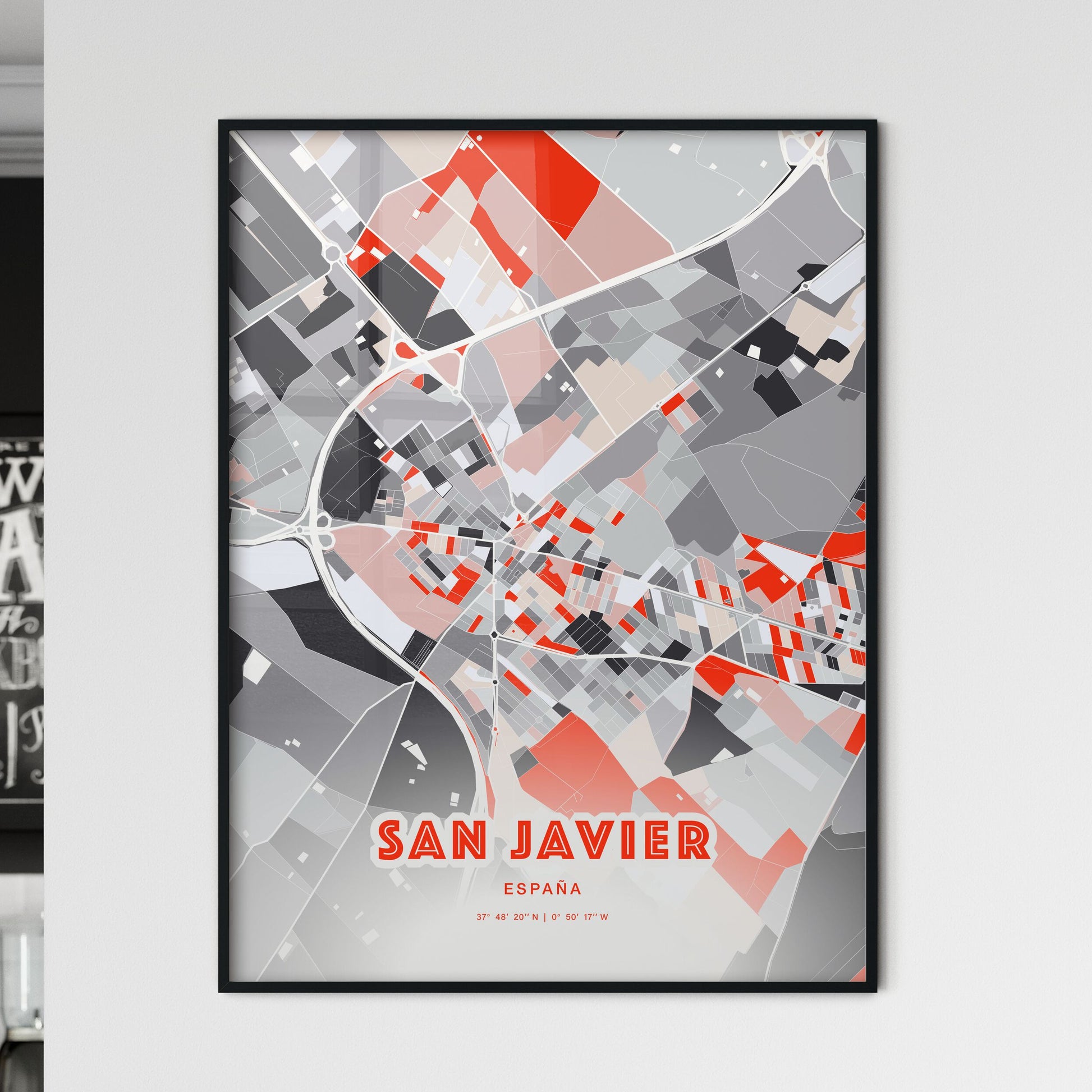 Colorful SAN JAVIER SPAIN Fine Art Map Modern