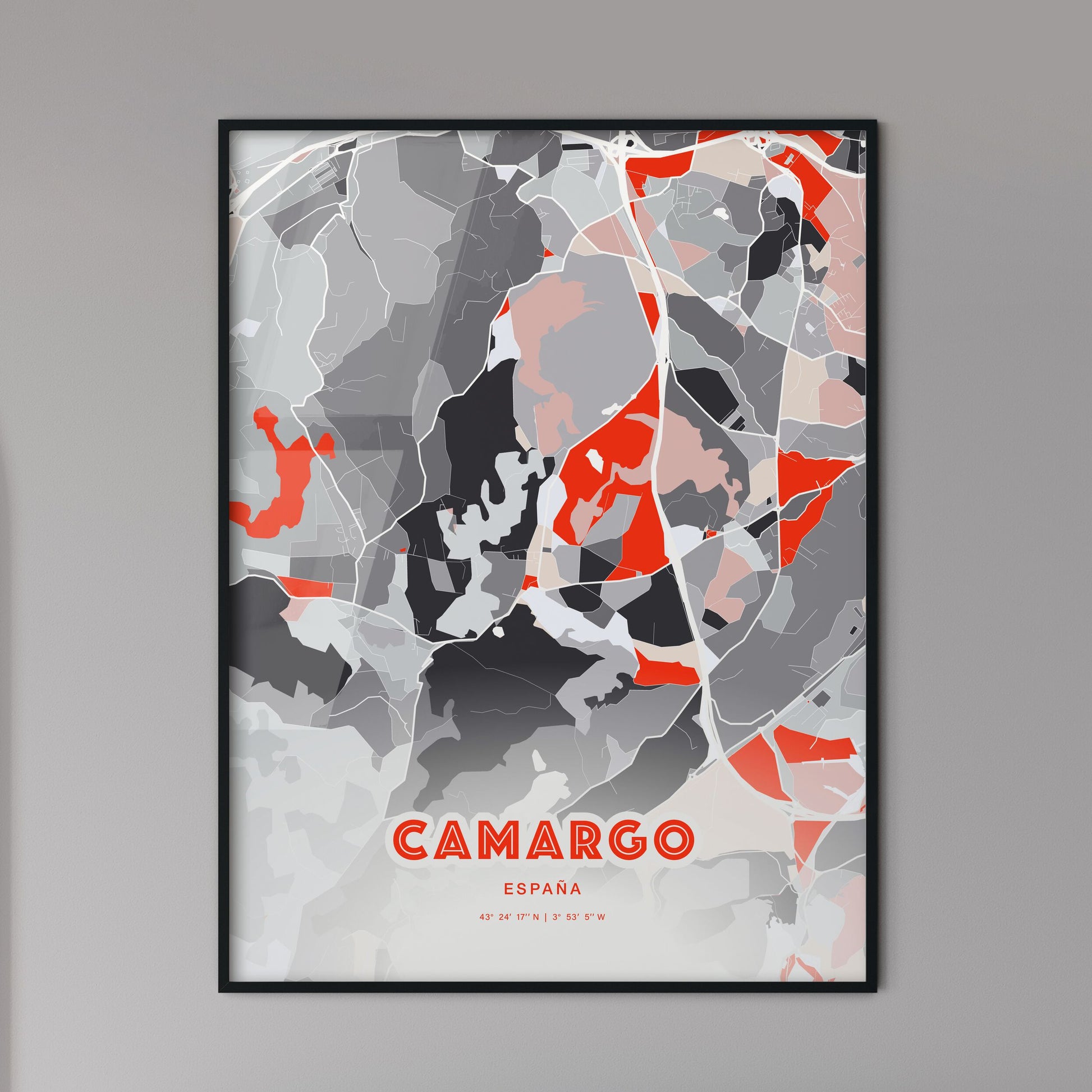 Colorful CAMARGO SPAIN Fine Art Map Modern