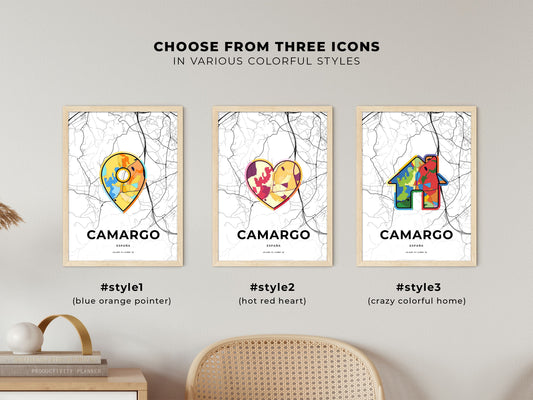 Camargo Spain maps with colorful icons