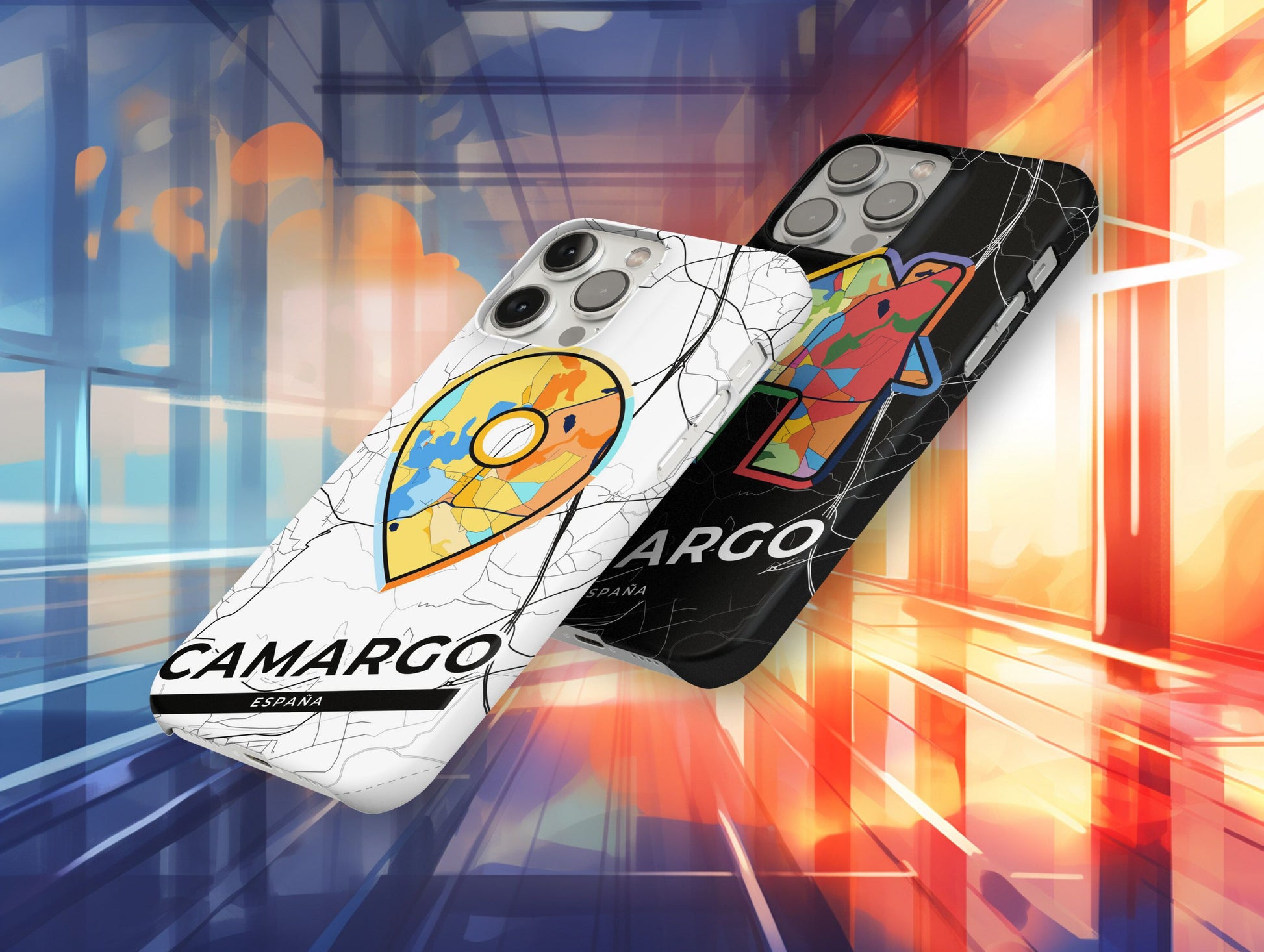 Camargo Spain slim phone case with colorful icon. Birthday, wedding or housewarming gift. Couple match cases.