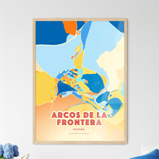 Colorful ARCOS DE LA FRONTERA SPAIN Fine Art Map Blue Orange