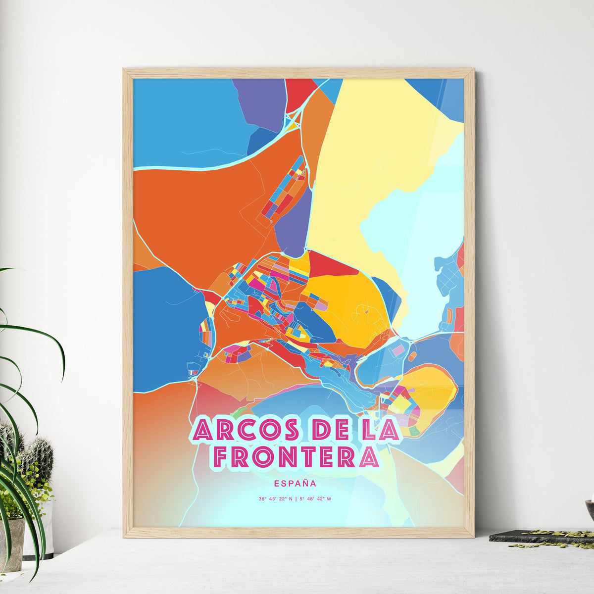 Colorful ARCOS DE LA FRONTERA SPAIN Fine Art Map Crazy Colors