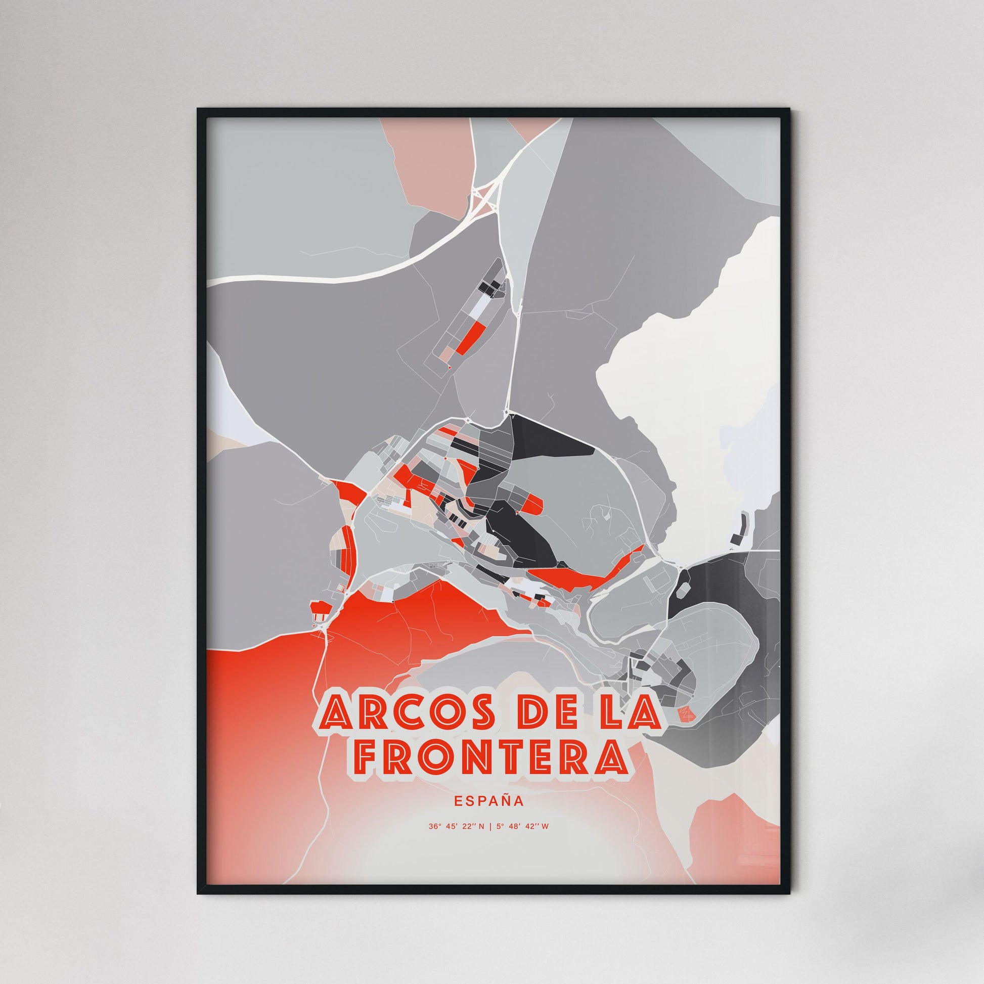 Colorful ARCOS DE LA FRONTERA SPAIN Fine Art Map Modern