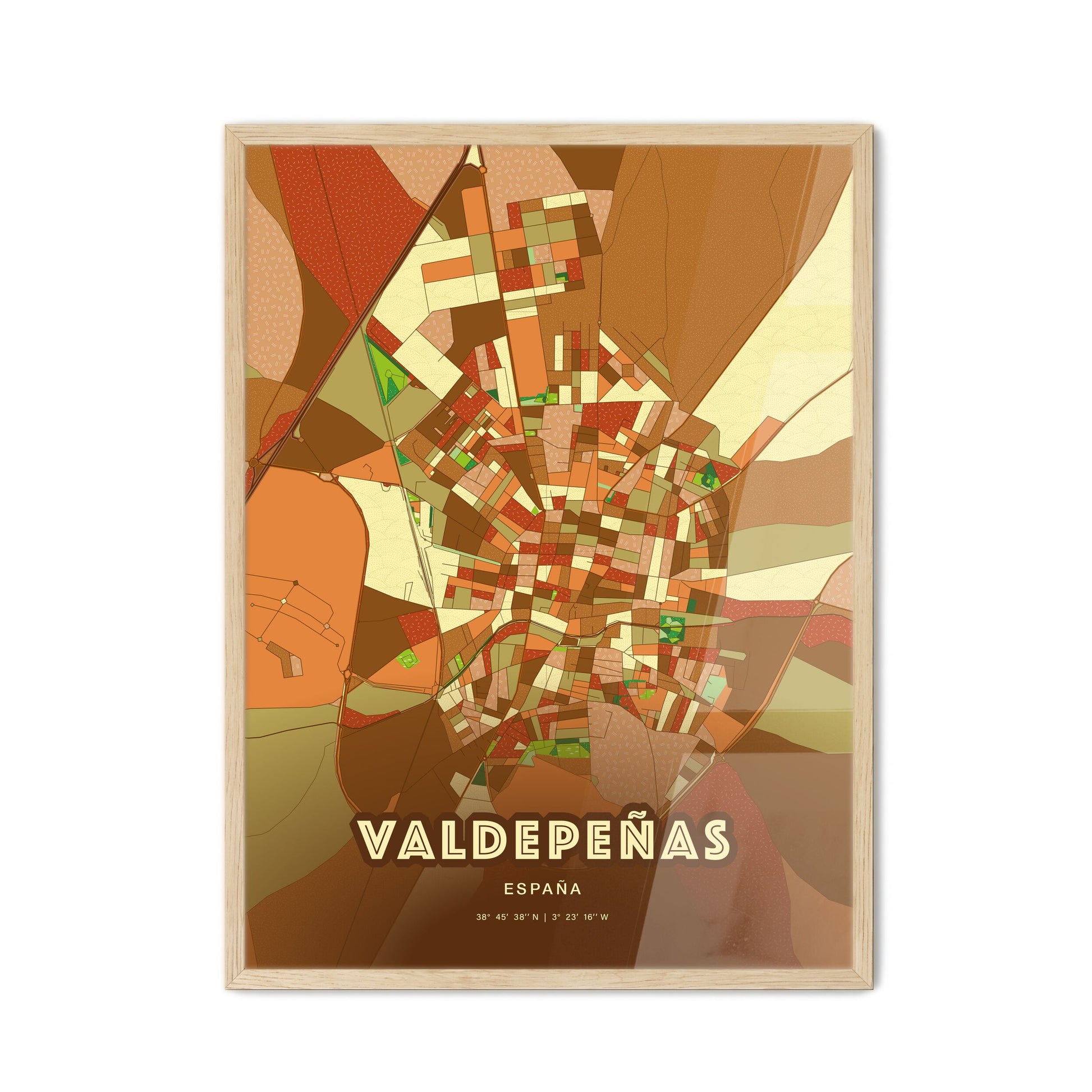 Colorful VALDEPEÑAS SPAIN Fine Art Map Farmhouse