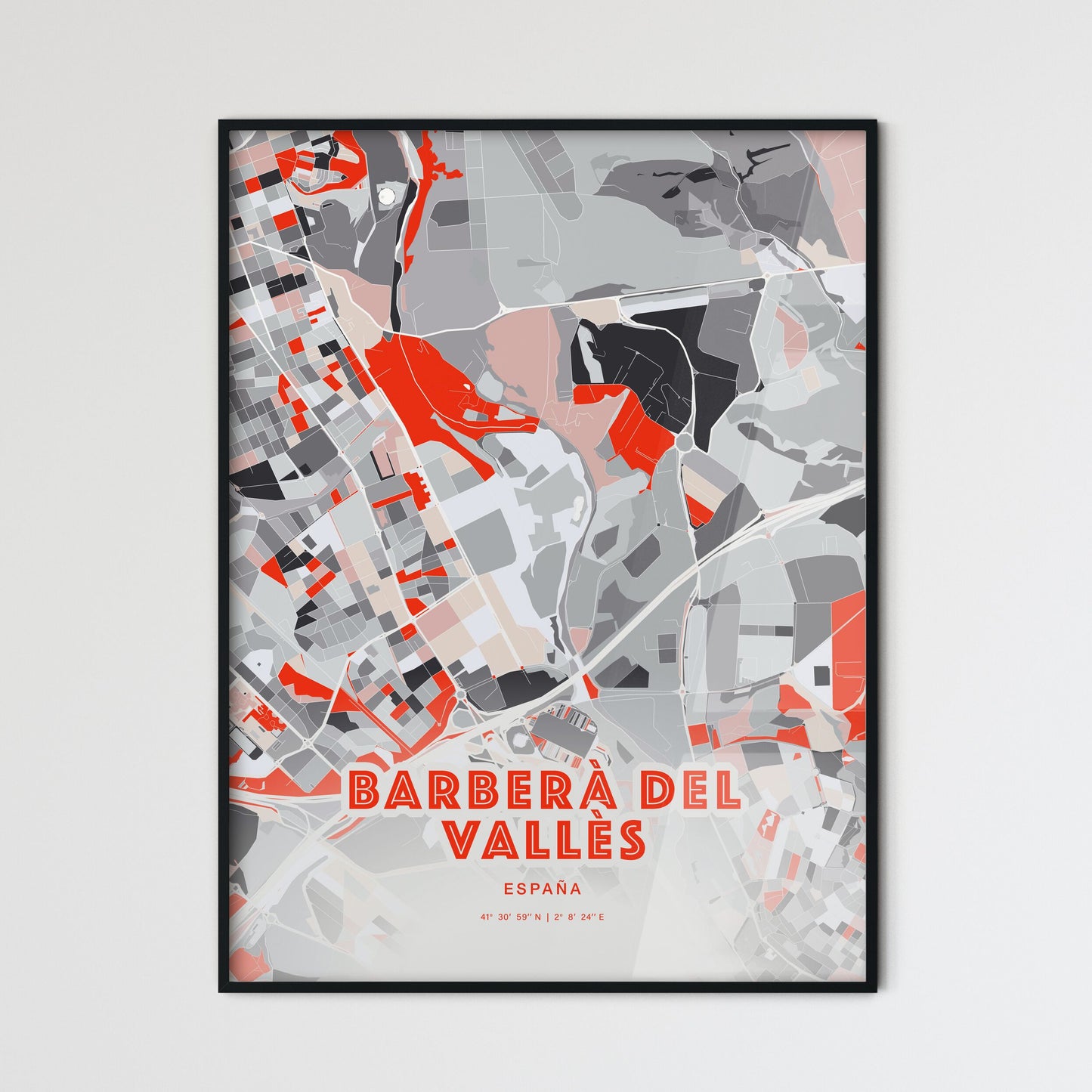 Colorful BARBERÀ DEL VALLÈS SPAIN Fine Art Map Modern