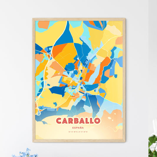 Colorful CARBALLO SPAIN Fine Art Map Blue Orange