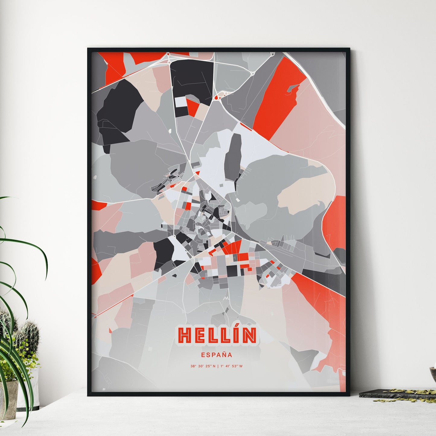 Colorful HELLÍN SPAIN Fine Art Map Modern