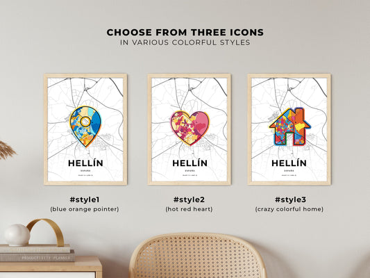 Hellín Spain maps with colorful icons