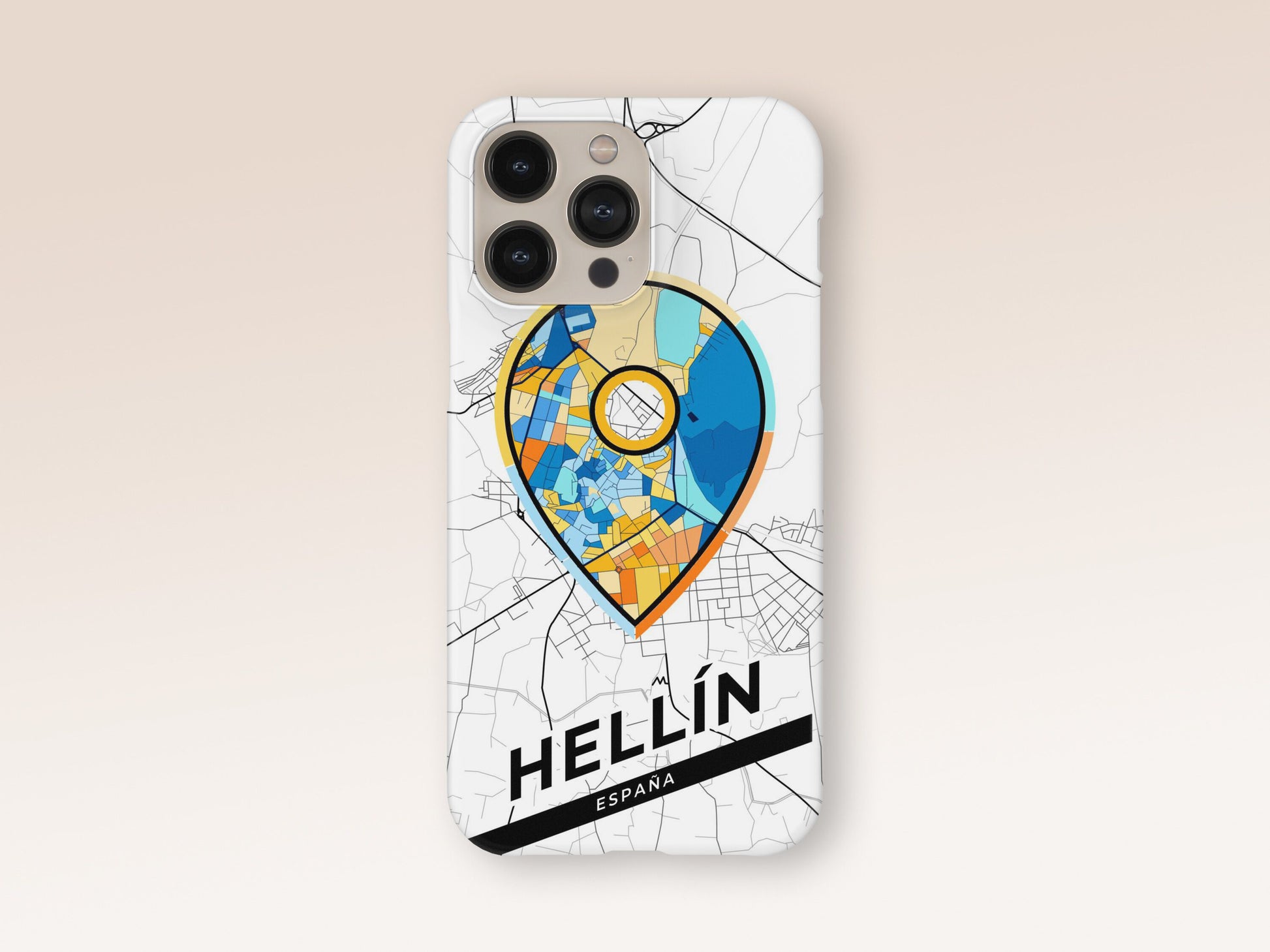 Hellín Spain slim phone case with colorful icon. Birthday, wedding or housewarming gift. Couple match cases. 1