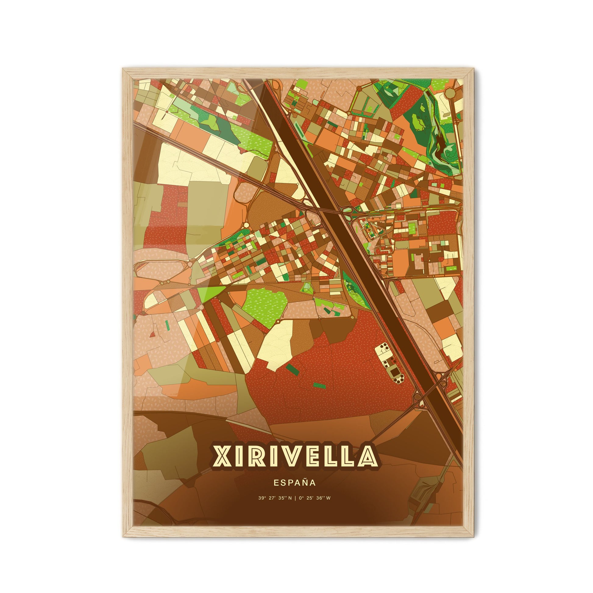 Colorful XIRIVELLA SPAIN Fine Art Map Farmhouse