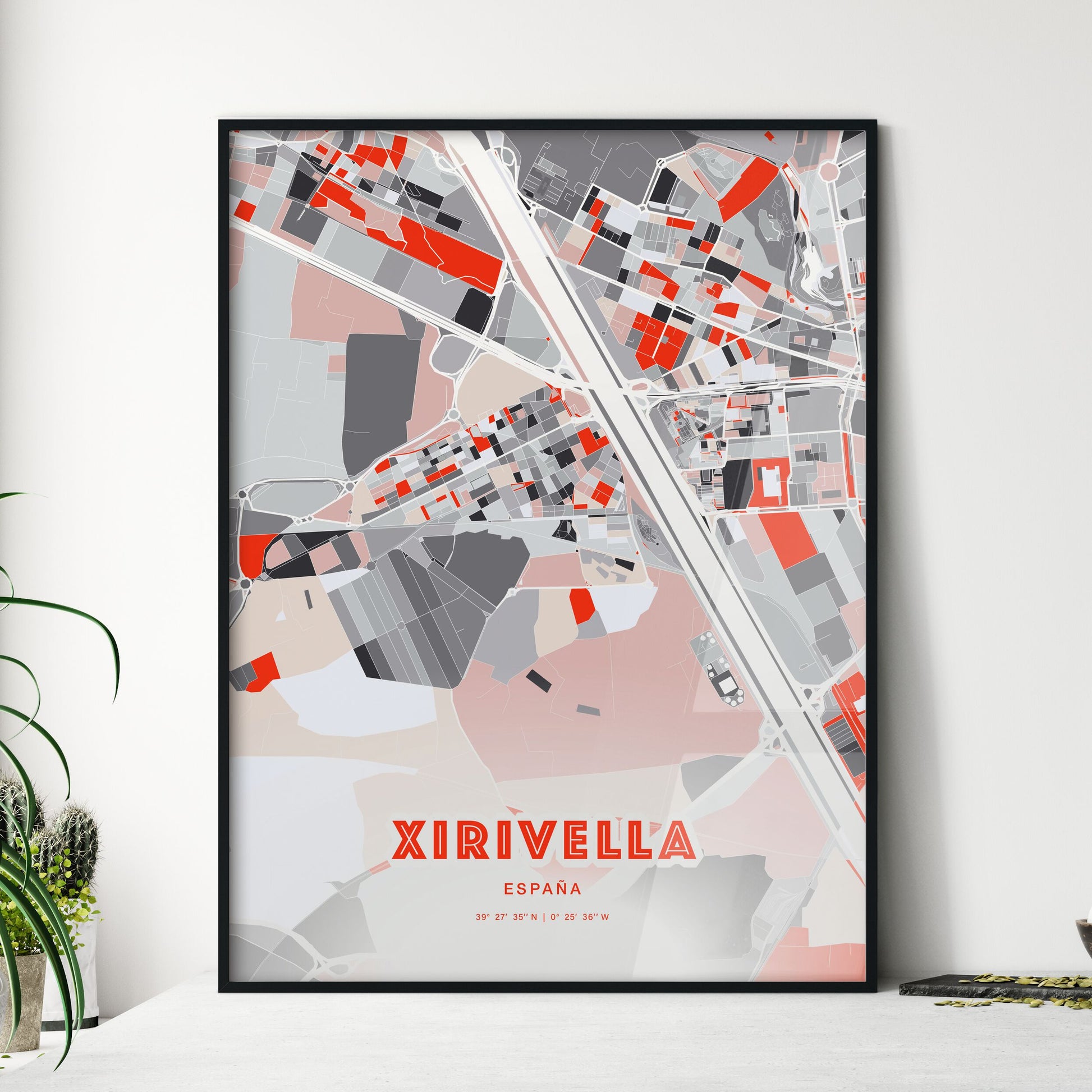 Colorful XIRIVELLA SPAIN Fine Art Map Modern