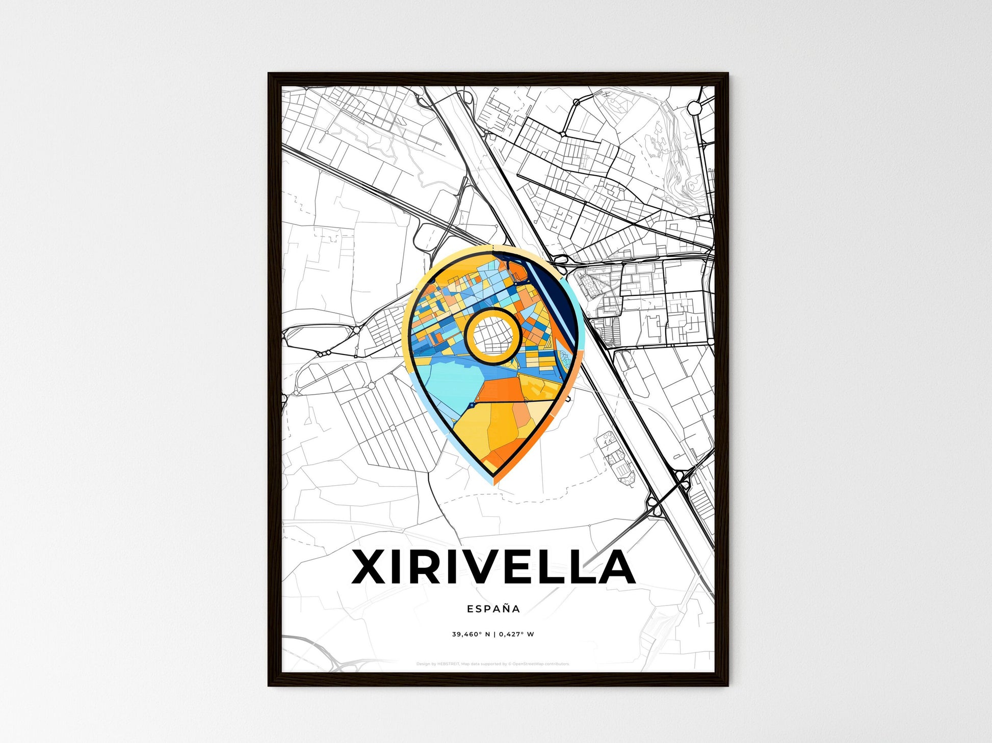 Xirivella Spain wedding art map with pointer icon
