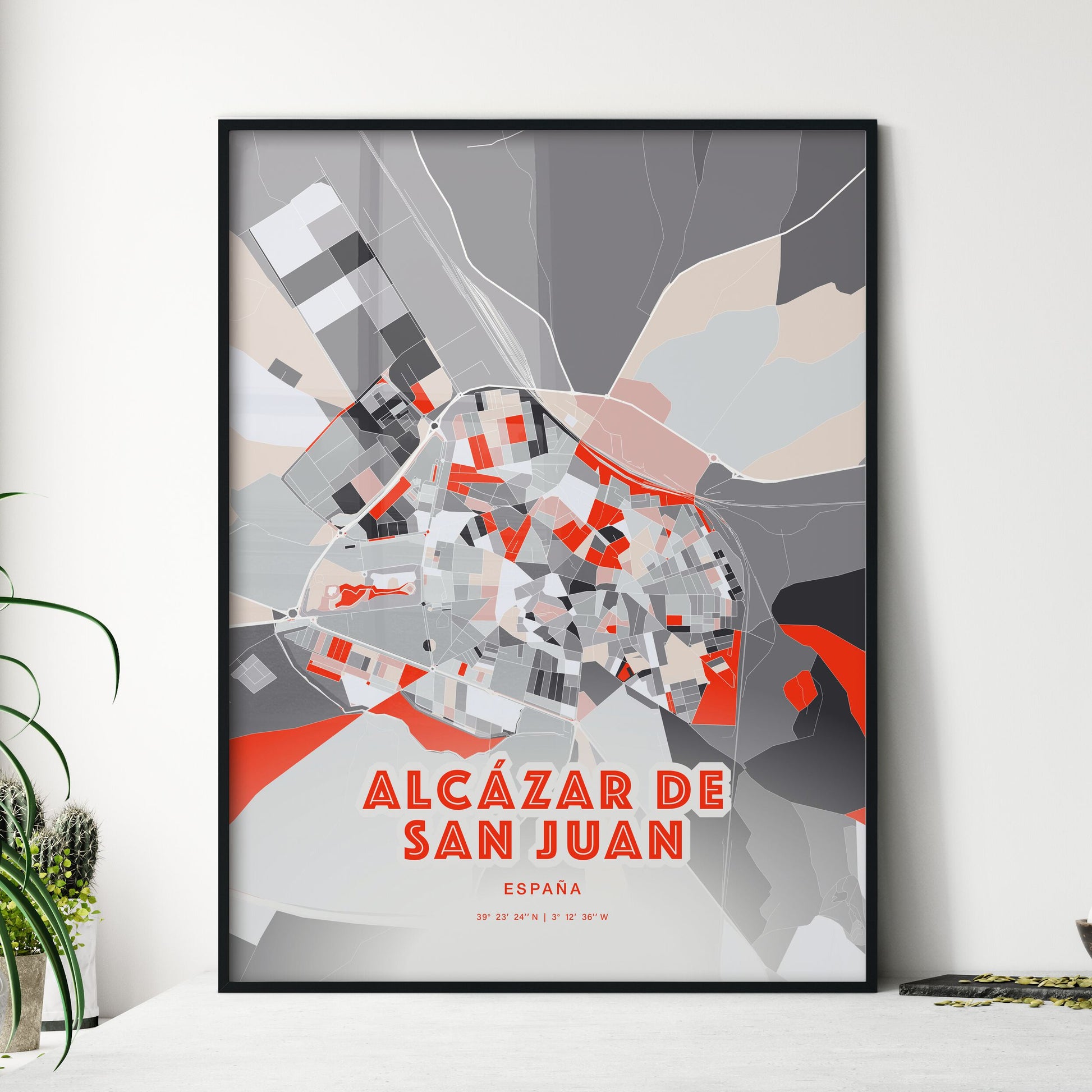 Colorful ALCÁZAR DE SAN JUAN SPAIN Fine Art Map Modern