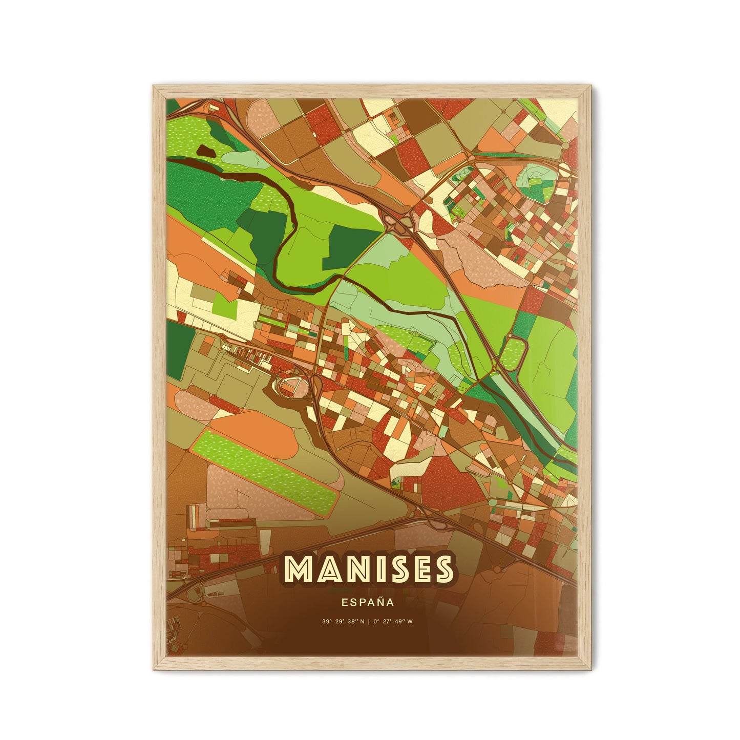 Colorful MANISES SPAIN Fine Art Map Farmhouse