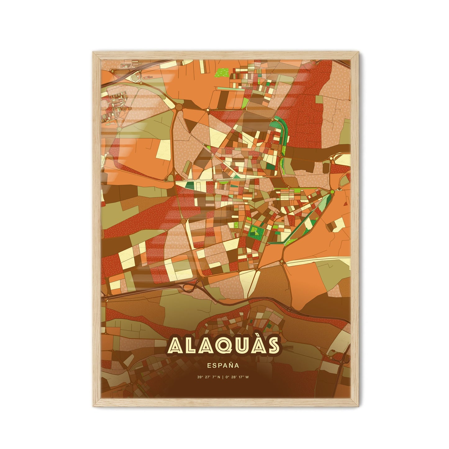 Colorful ALAQUÀS SPAIN Fine Art Map Farmhouse